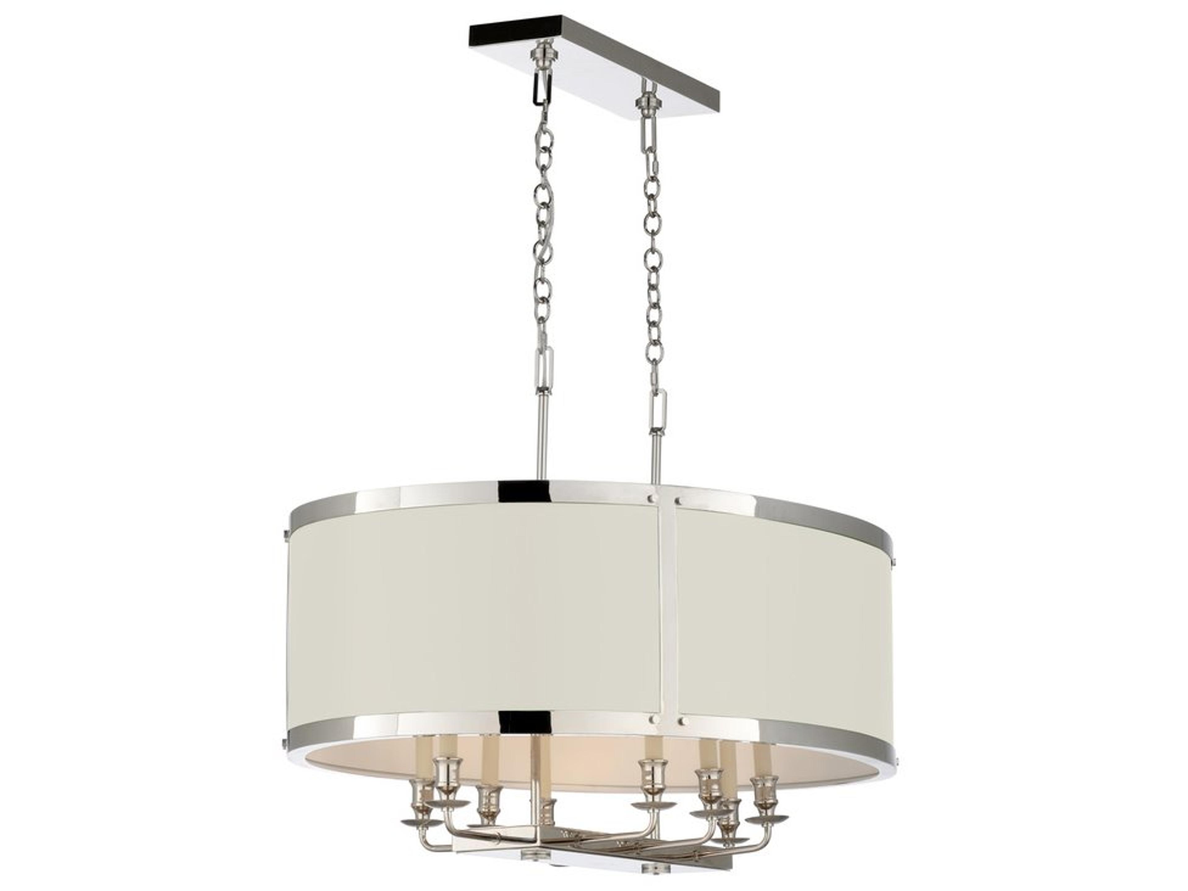 8-Light Polished Nickel White Candelabra Chandelier