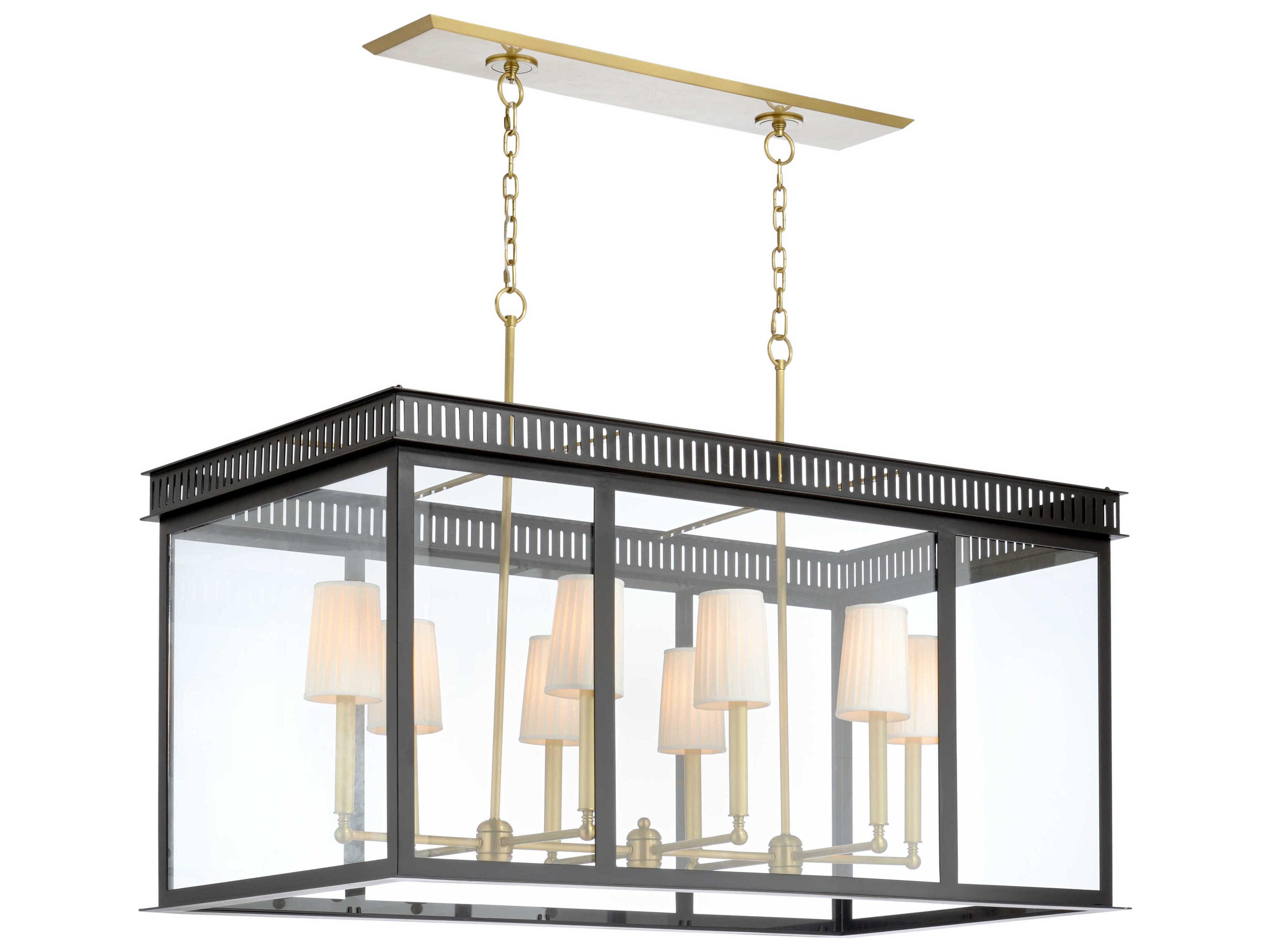 8-Light Black Antique Brass Clear Glass Empire Island Pendant