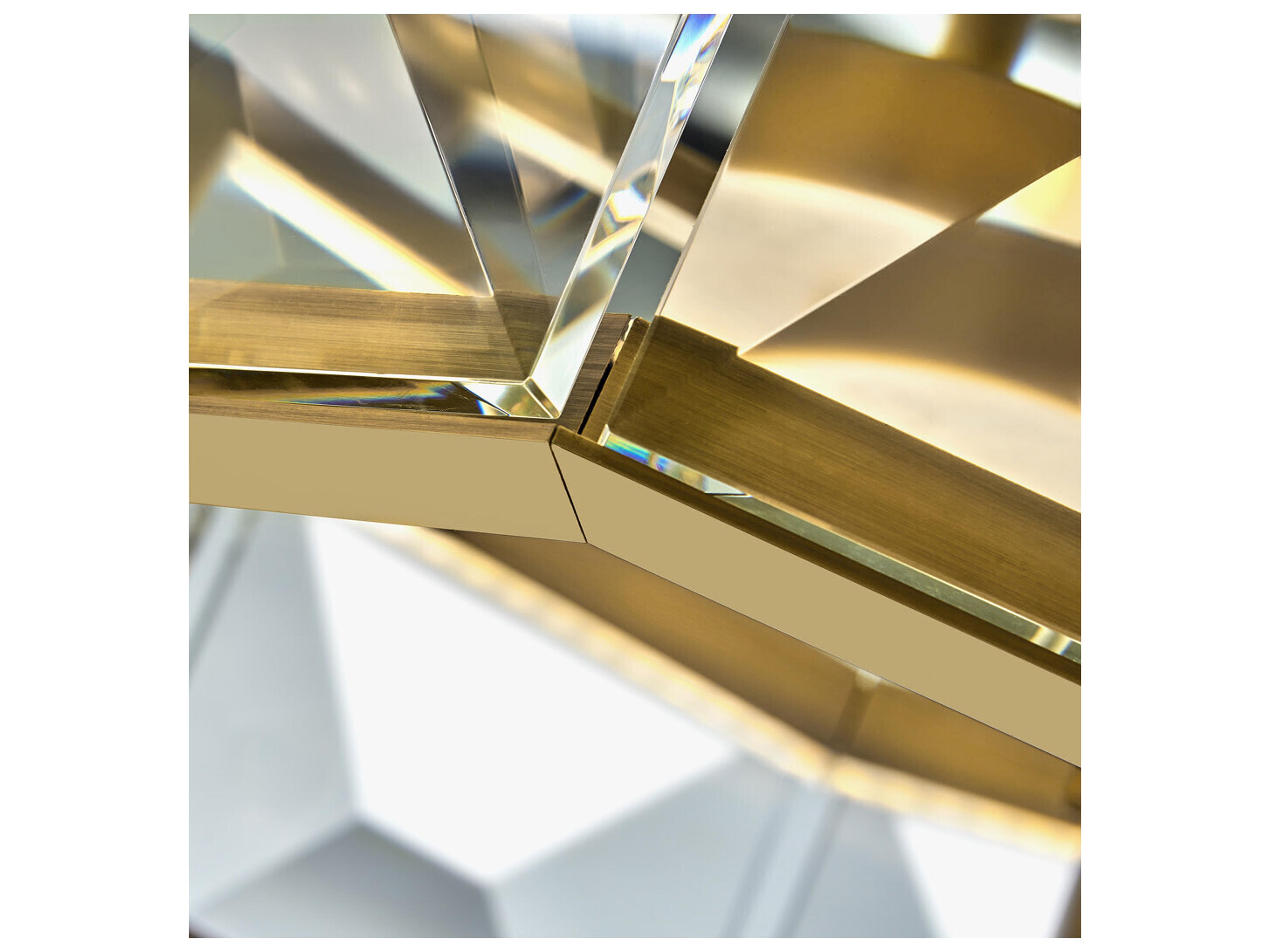 Fredrick Ramond Jolie 1 Light Heritage Brass Crystal LED Geometric Semi Flush Mount