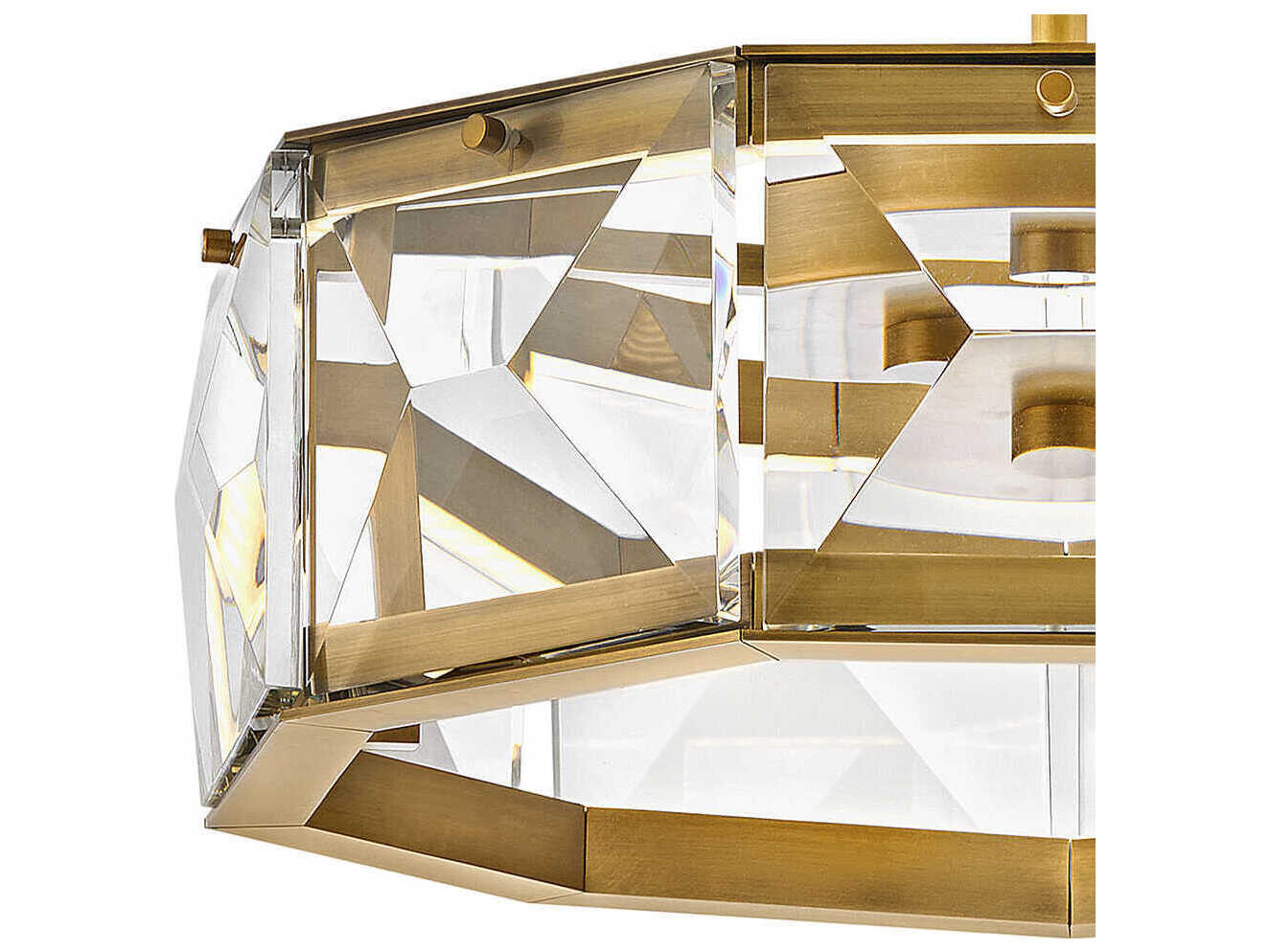 Fredrick Ramond Jolie 1 Light Heritage Brass Crystal LED Geometric Semi Flush Mount