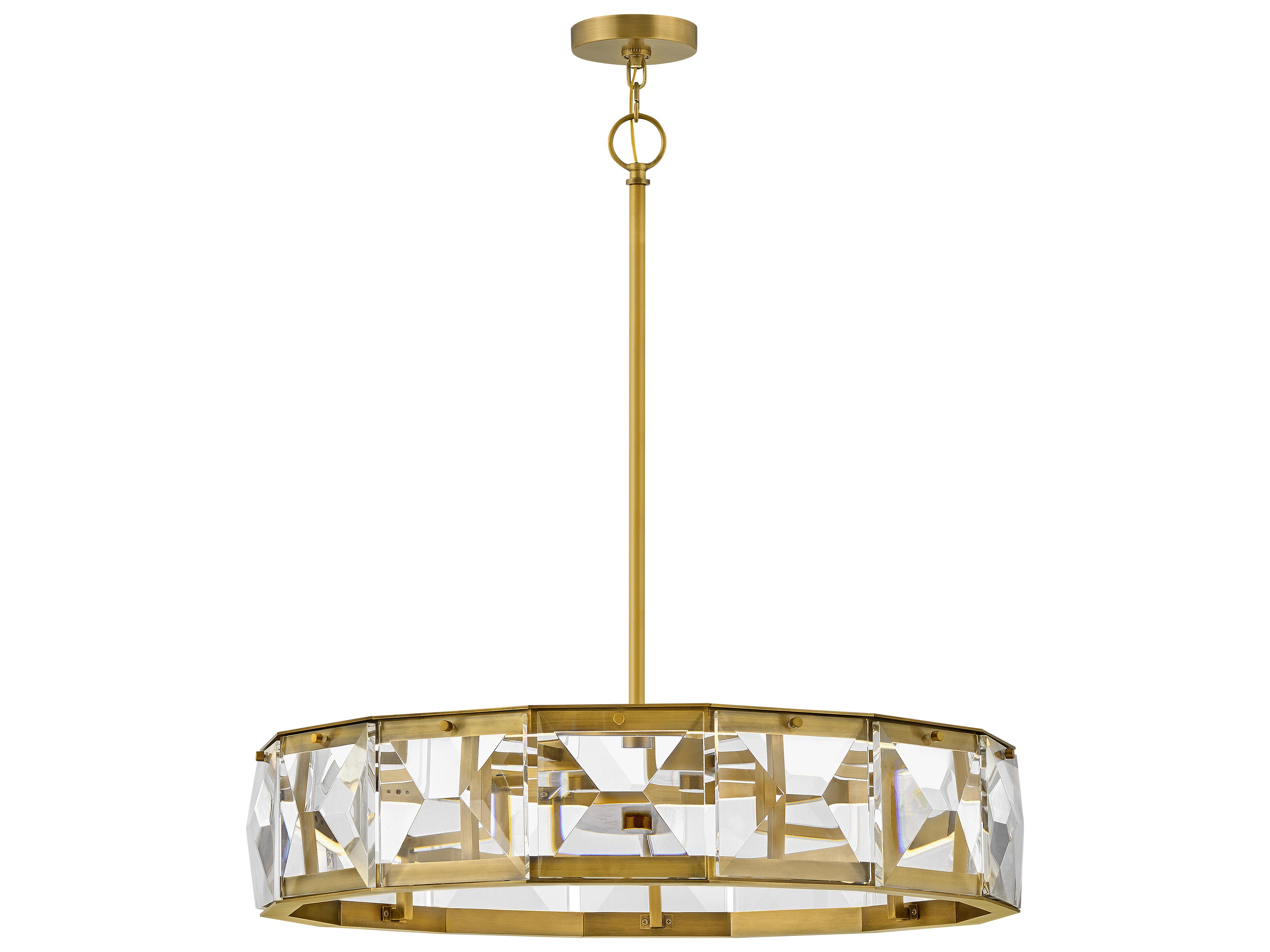 Jolie Heritage Brass Crystal LED Geometric Pendant