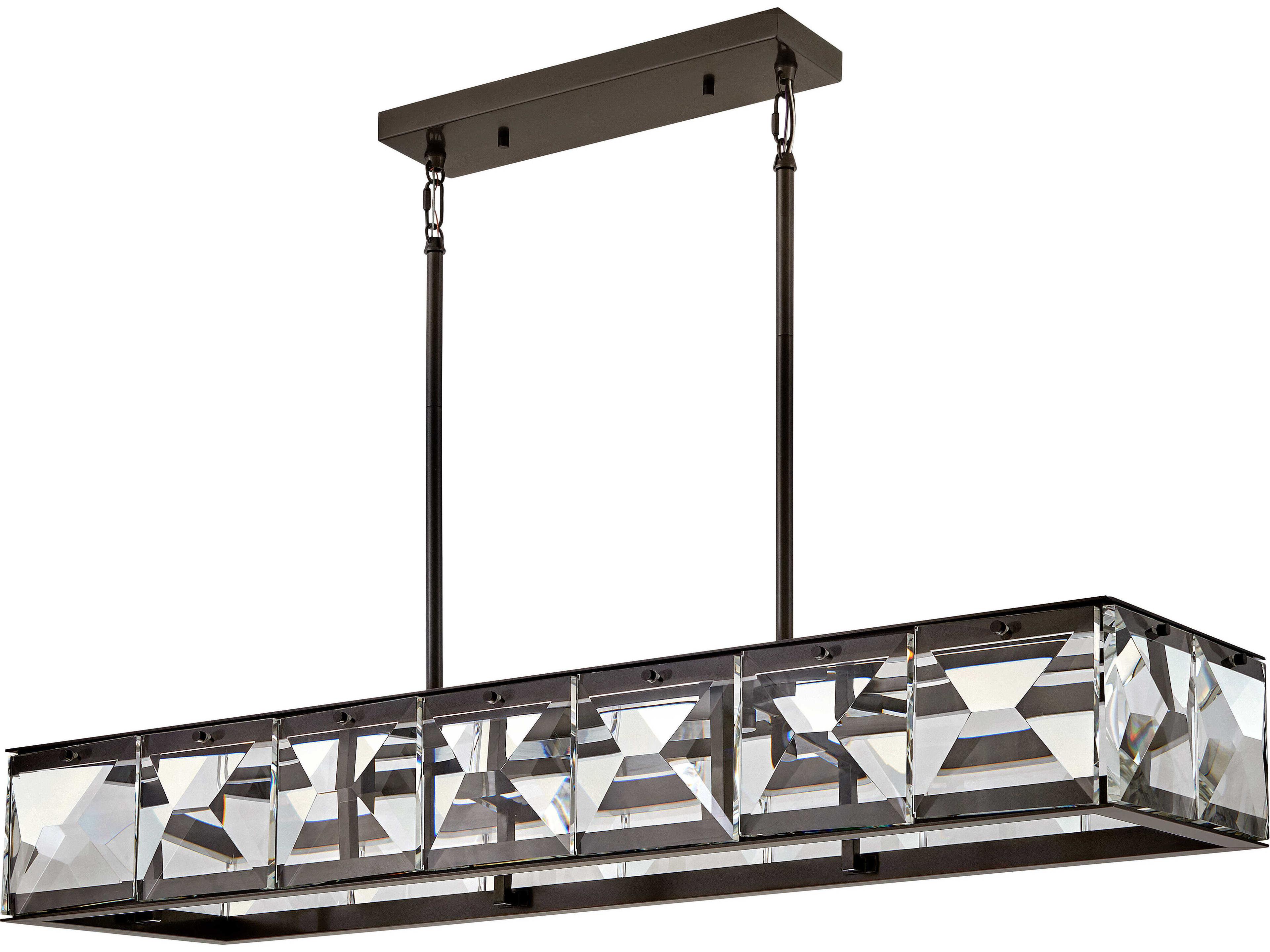 Fredrick Ramond Jolie Black Oxide Crystal LED Geometric Linear Island Pendant