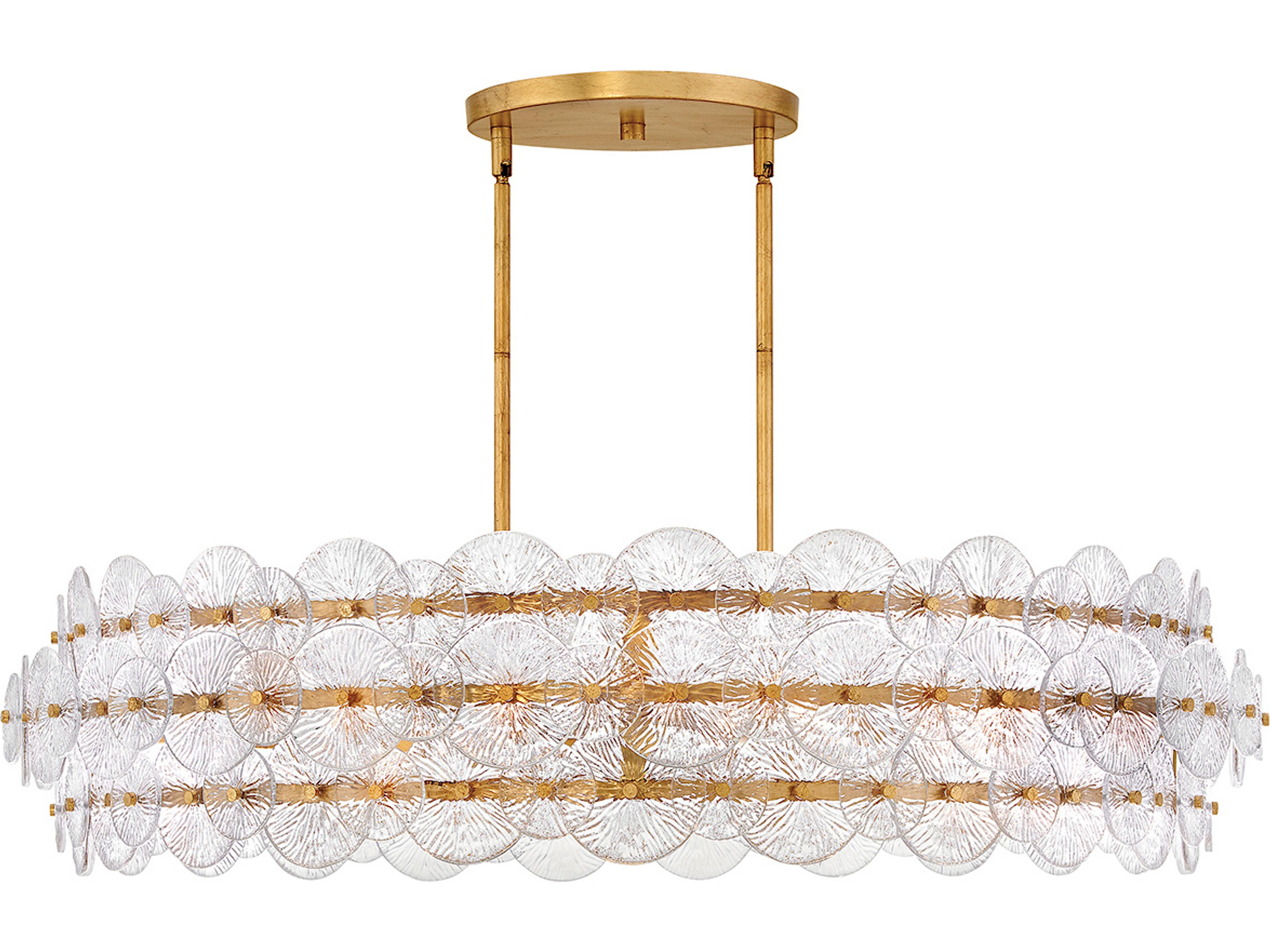 Fredrick Ramond Rene 8-Light Distressed Brass Drum Pendant