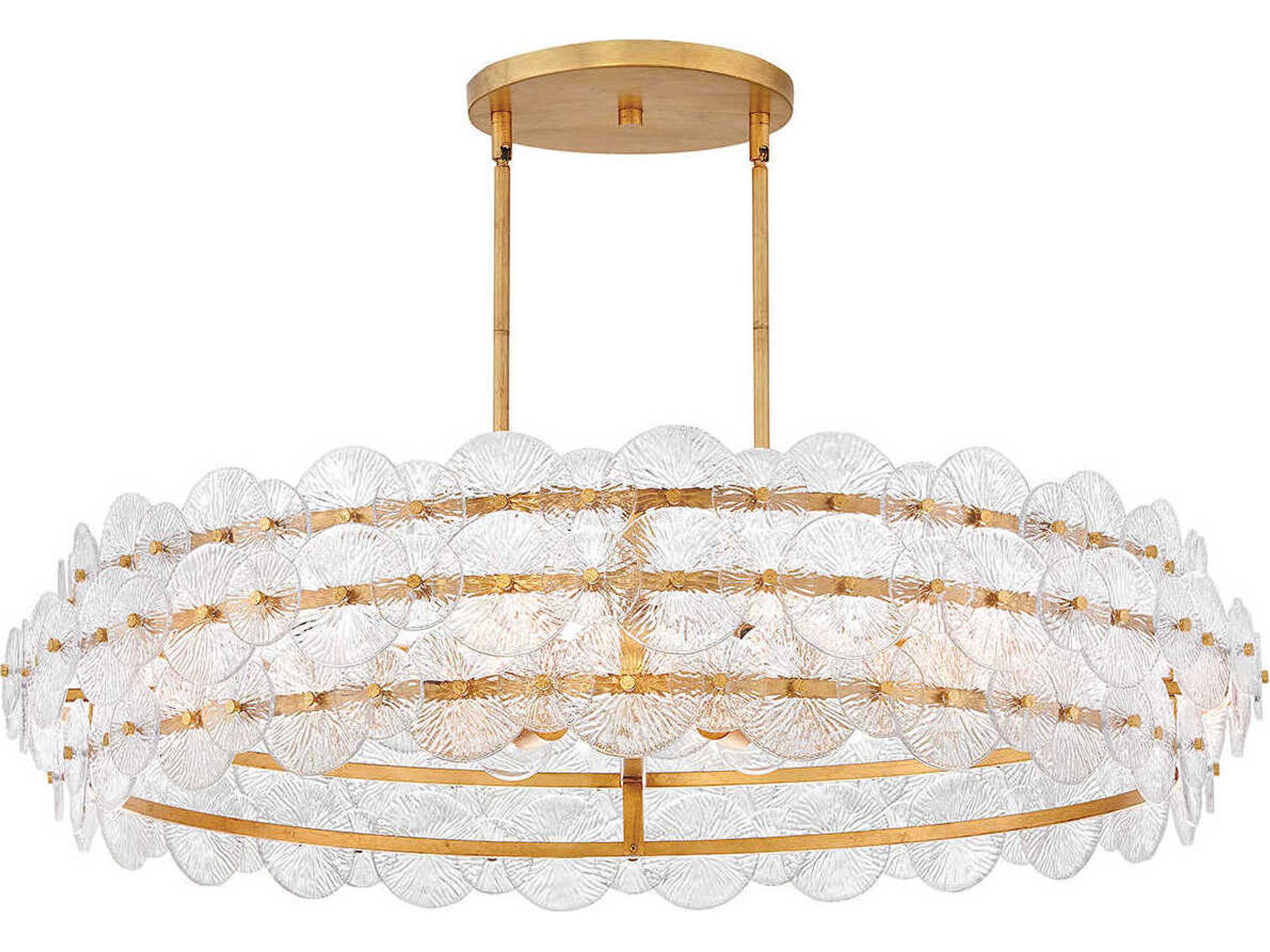 Fredrick Ramond Rene 8-Light Distressed Brass Drum Pendant