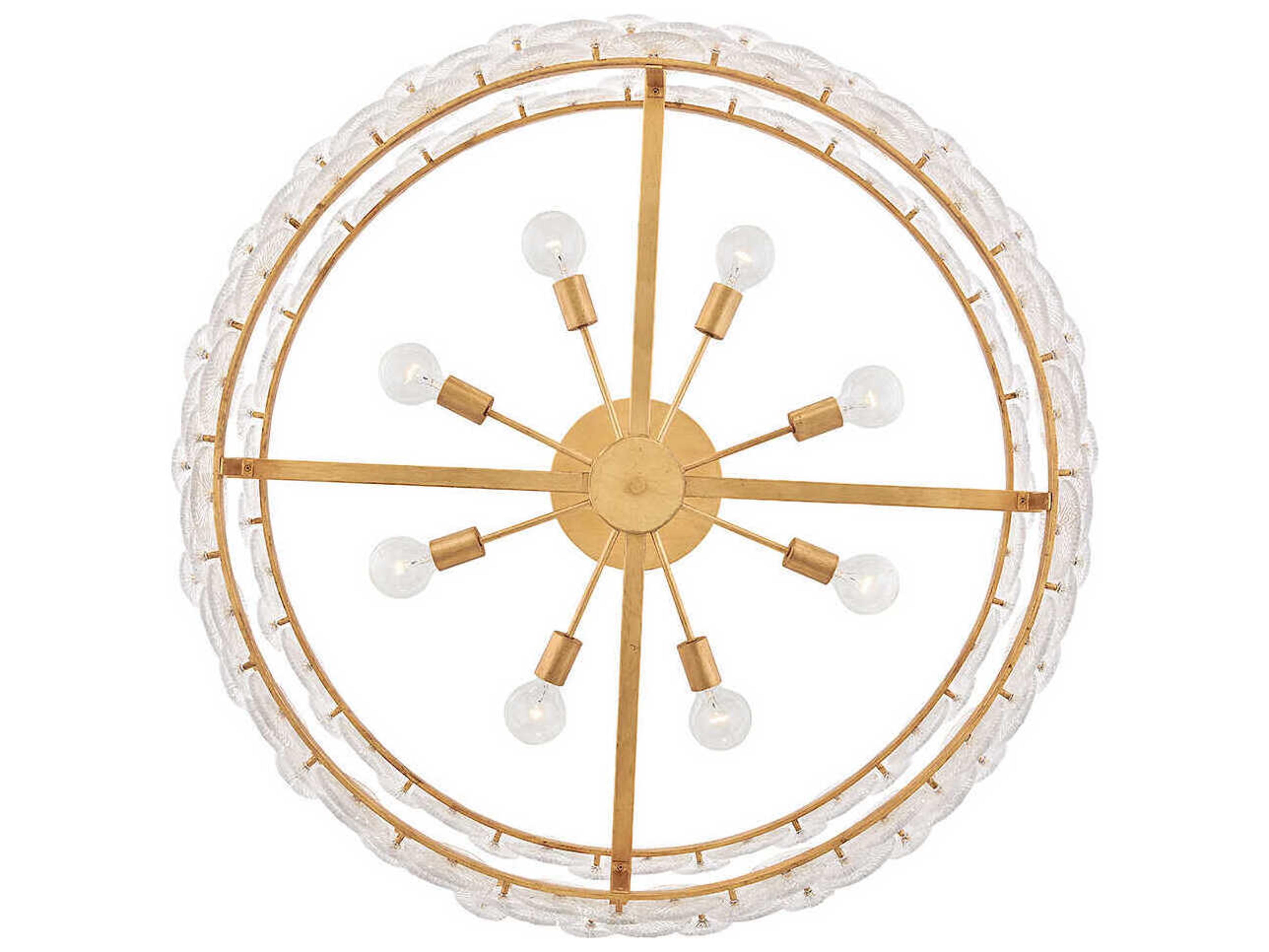 Fredrick Ramond Rene 8-Light Distressed Brass Drum Pendant