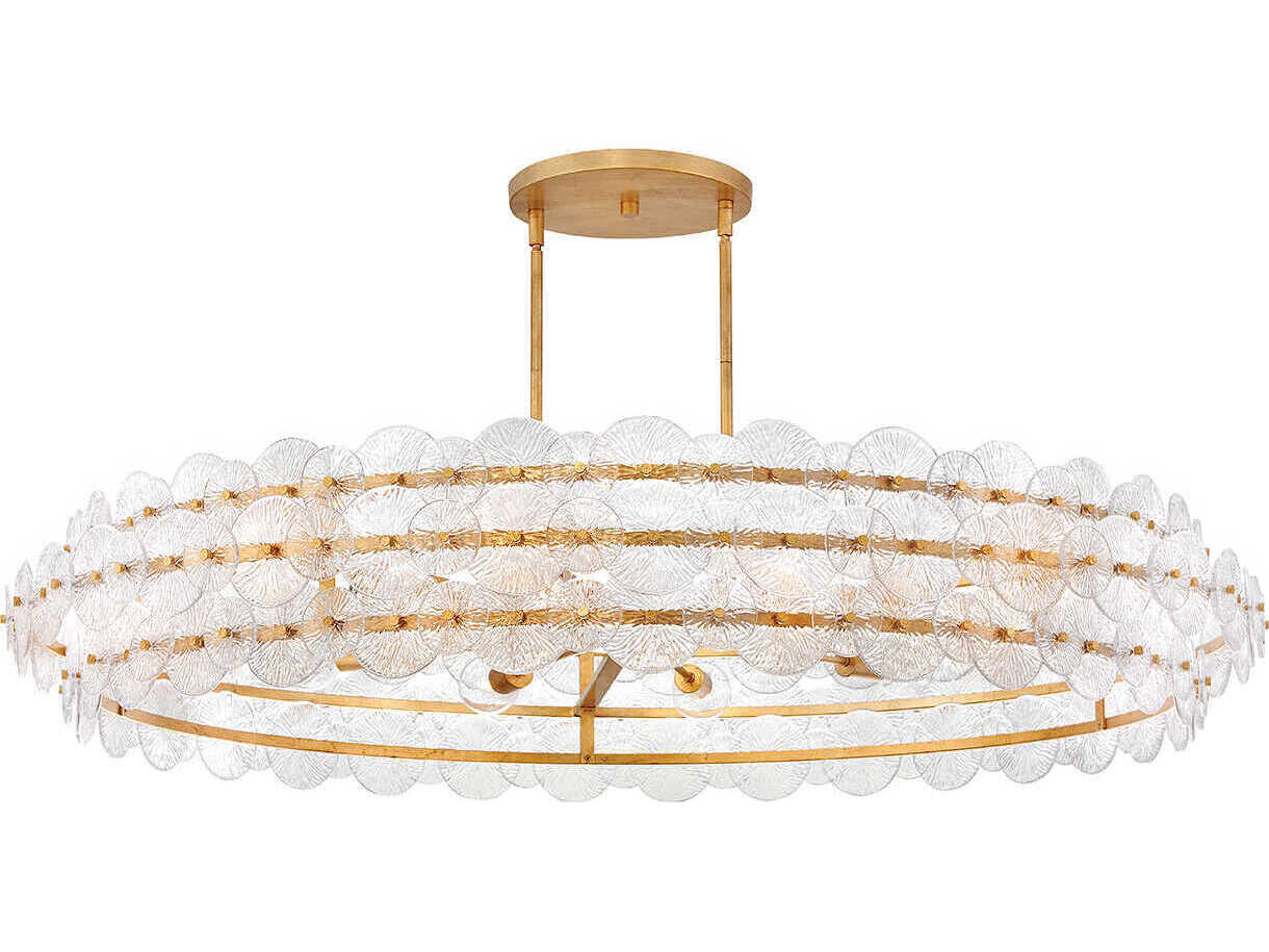 Fredrick Ramond Rene 10-Light Distressed Brass Drum Pendant