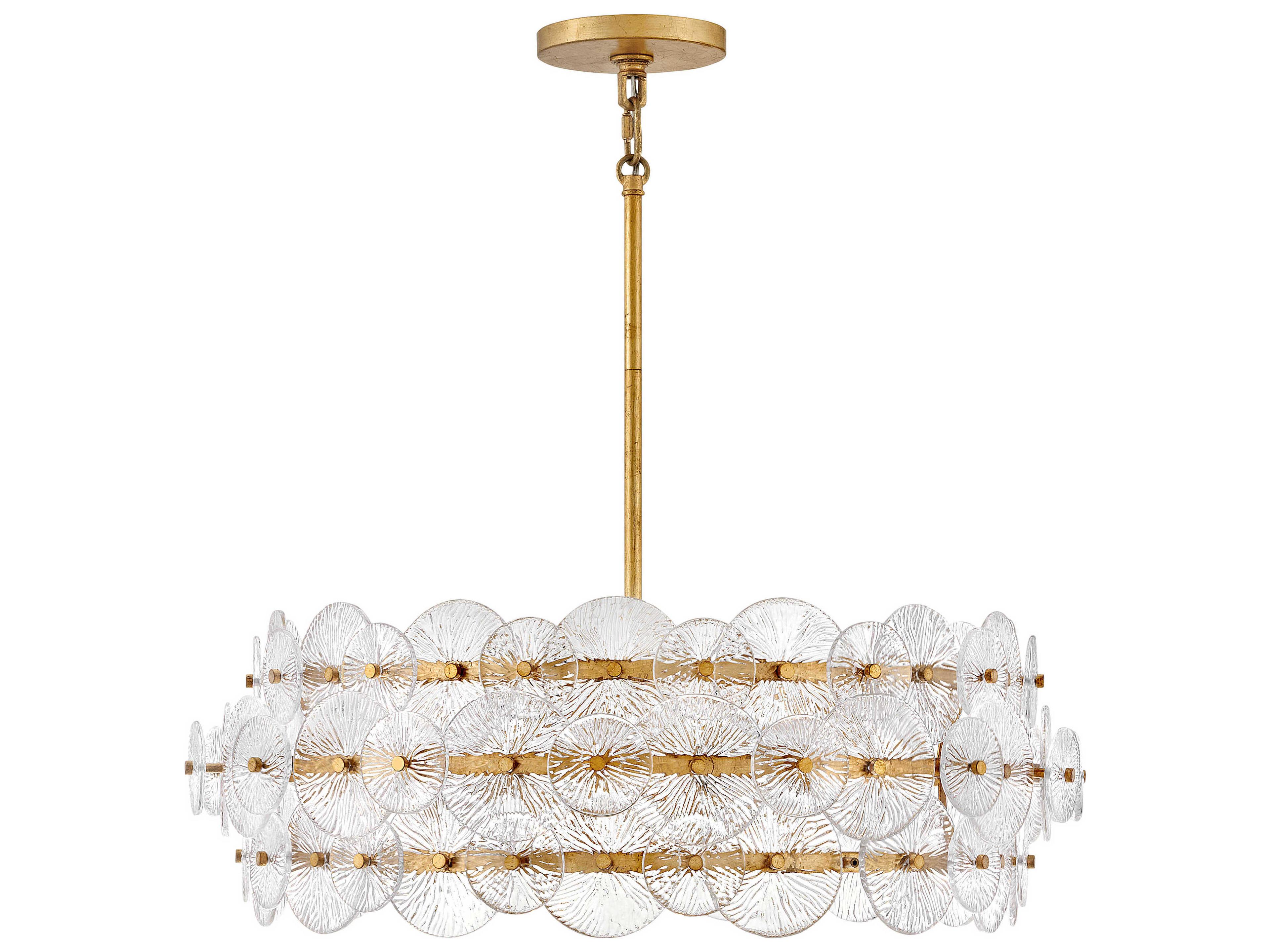 Fredrick Ramond Rene 6-Light Distressed Brass Glass LED Pendant