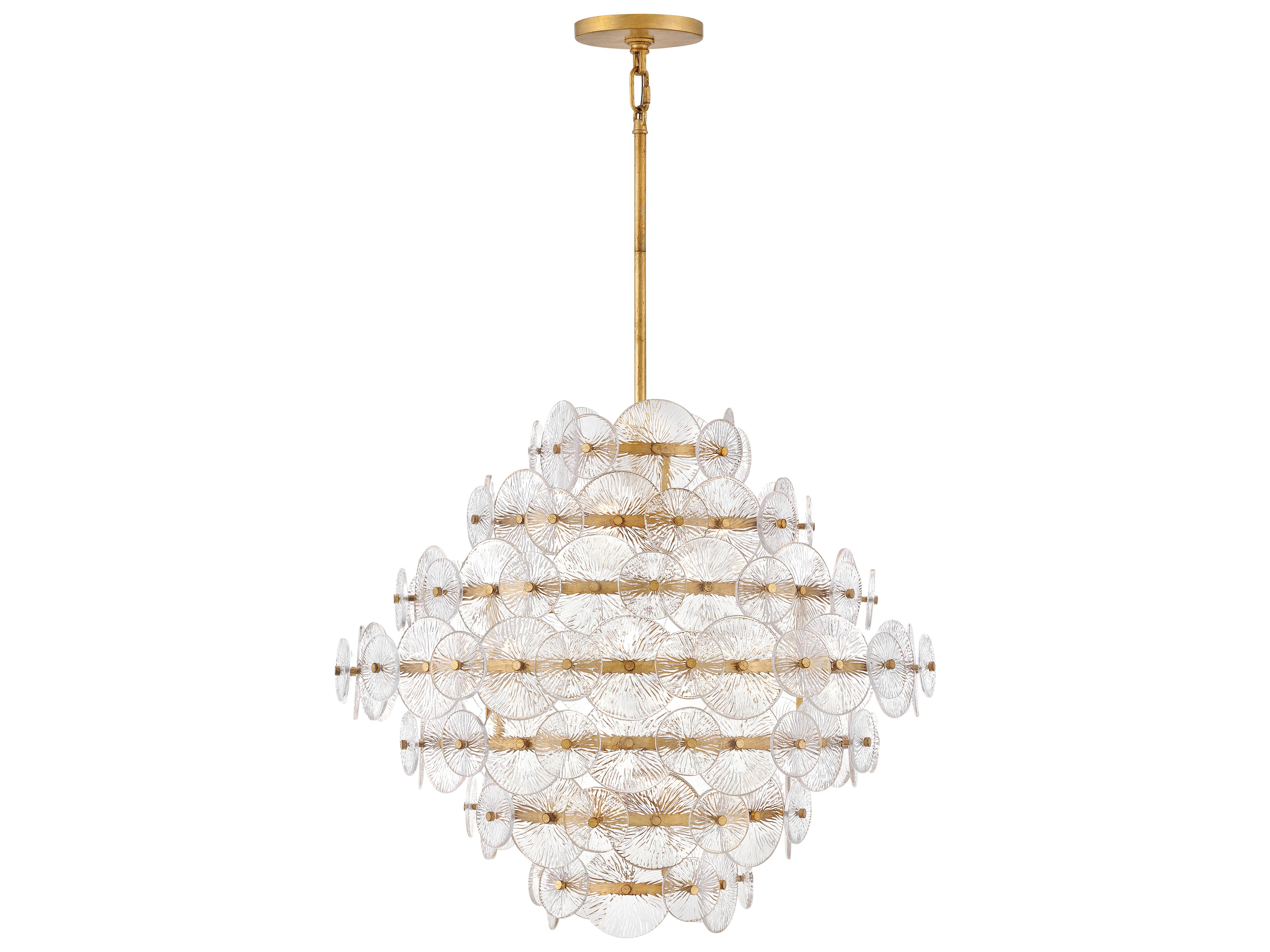 Rene 16-Light6-Light Distressed Brass Glass LED Pendant