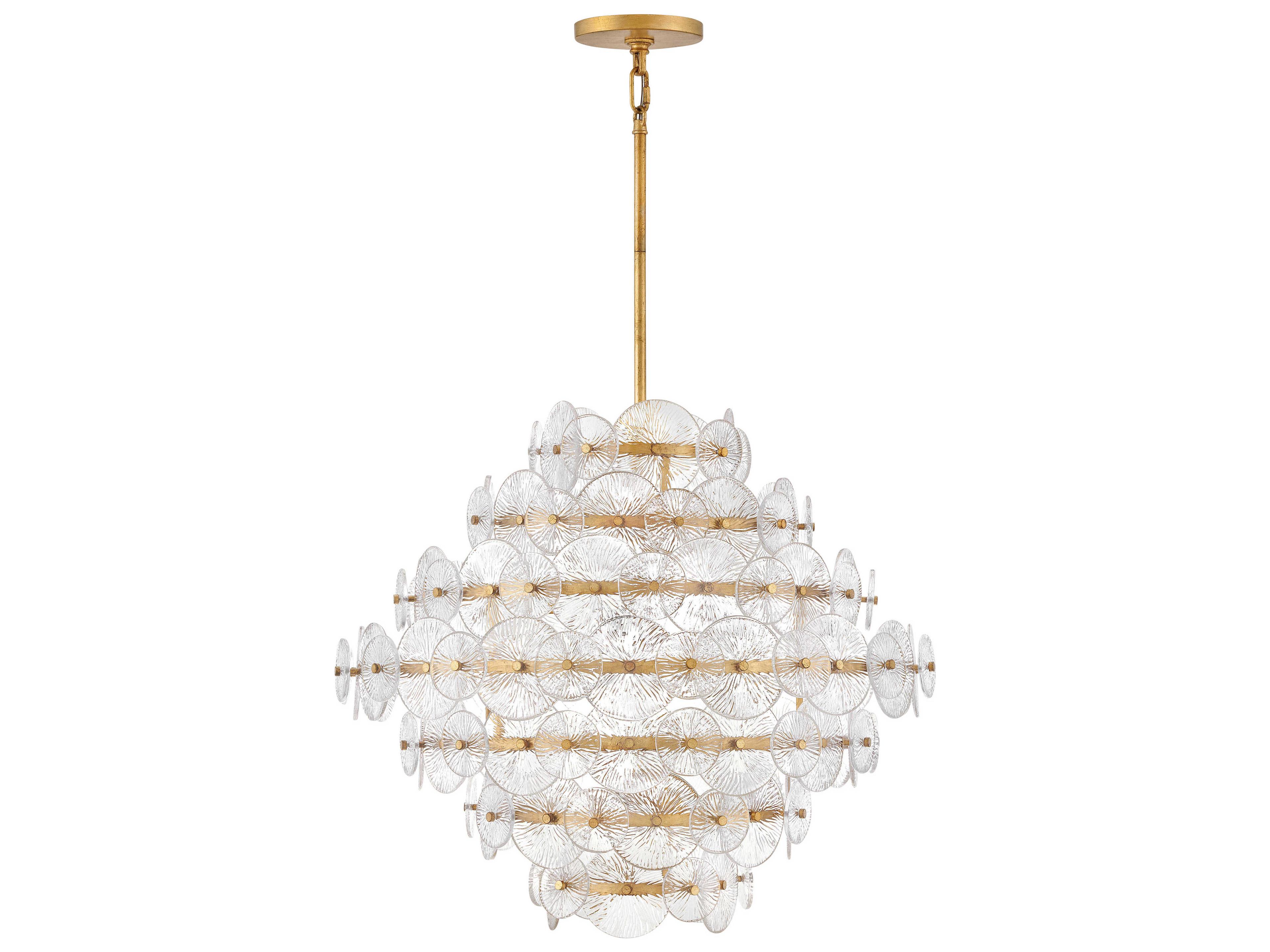 Fredrick Ramond Rene 16-Light6-Light Distressed Brass Glass LED Pendant