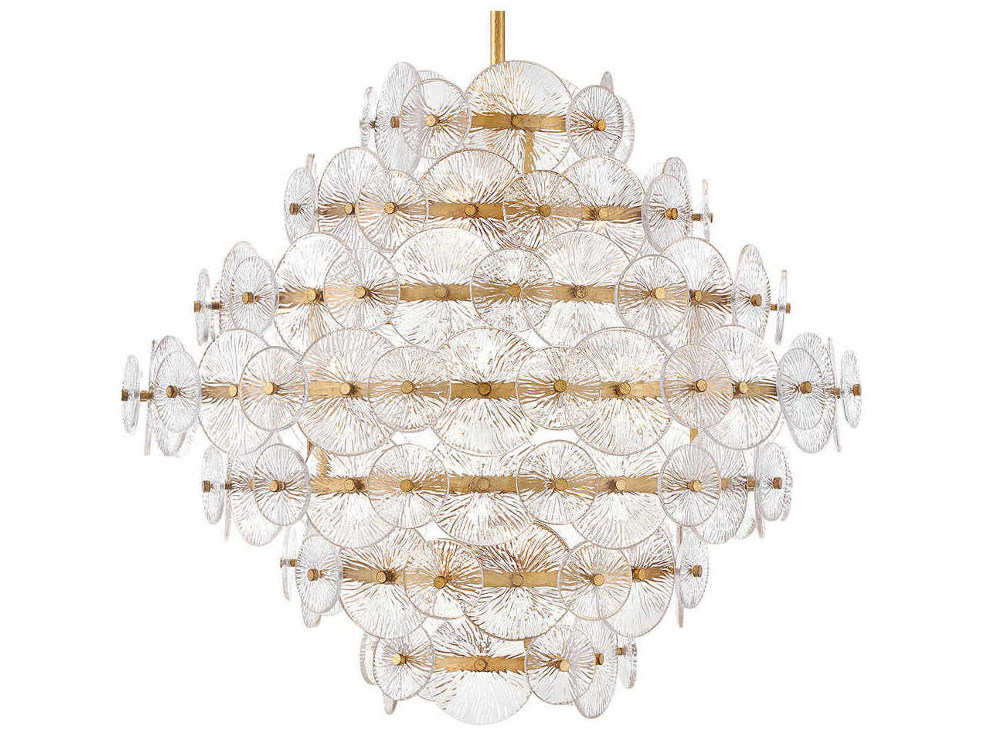 Fredrick Ramond Rene 16-Light6-Light Distressed Brass Glass LED Pendant