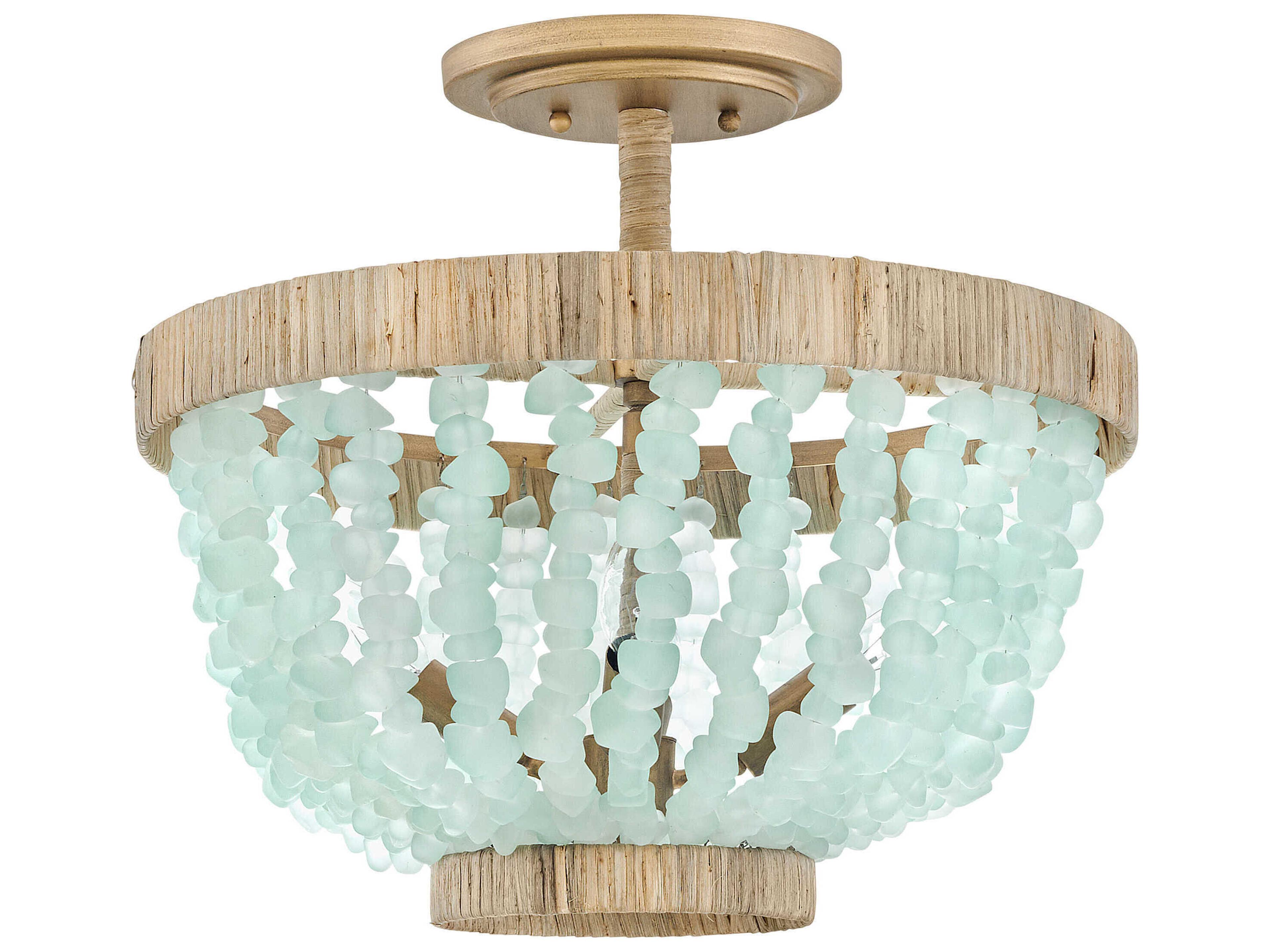 Fredrick Ramond Dune 4-Light Burnished Gold Glass LED Semi Flush Mount