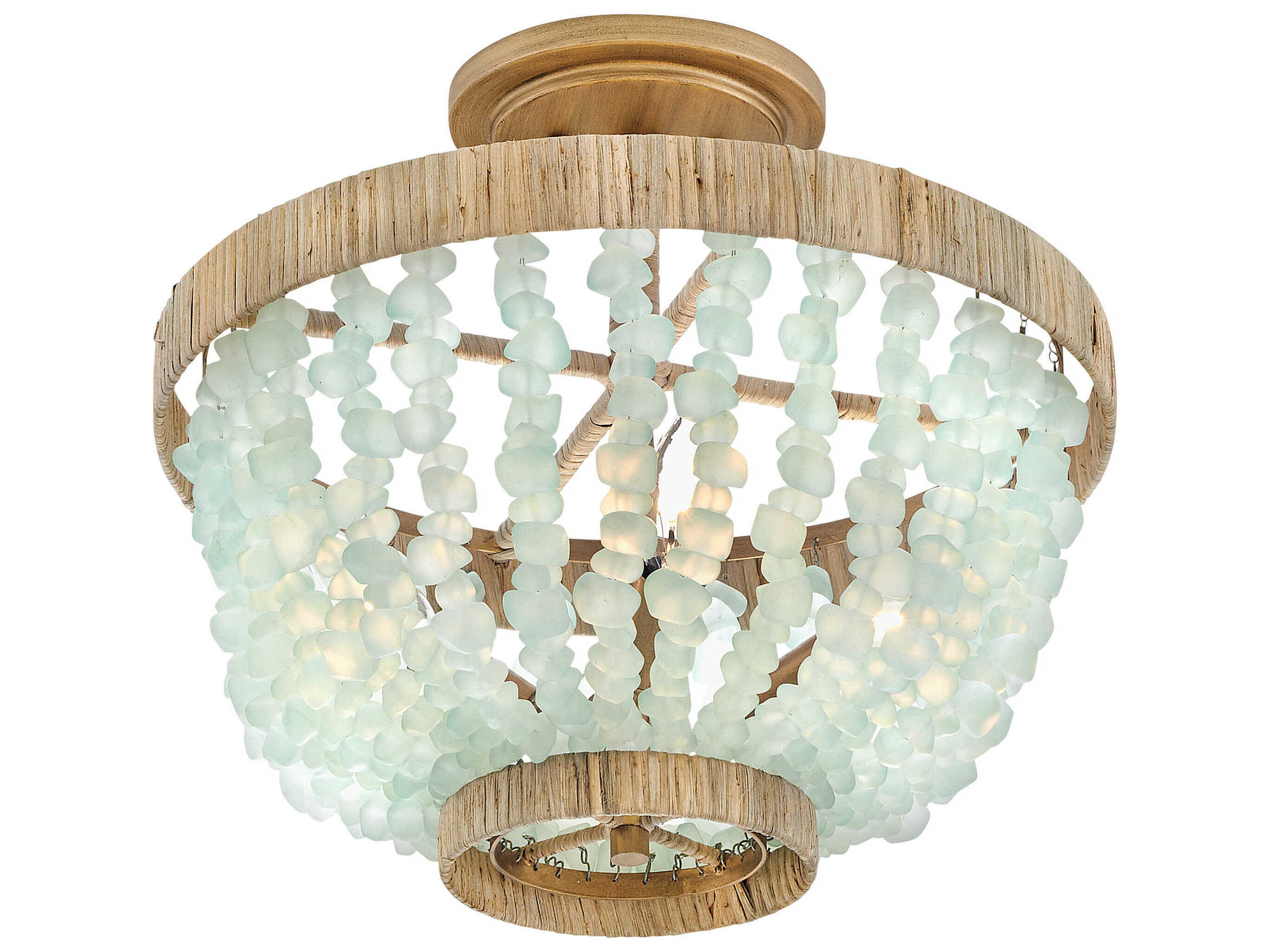 Fredrick Ramond Dune 4-Light Burnished Gold Glass LED Semi Flush Mount