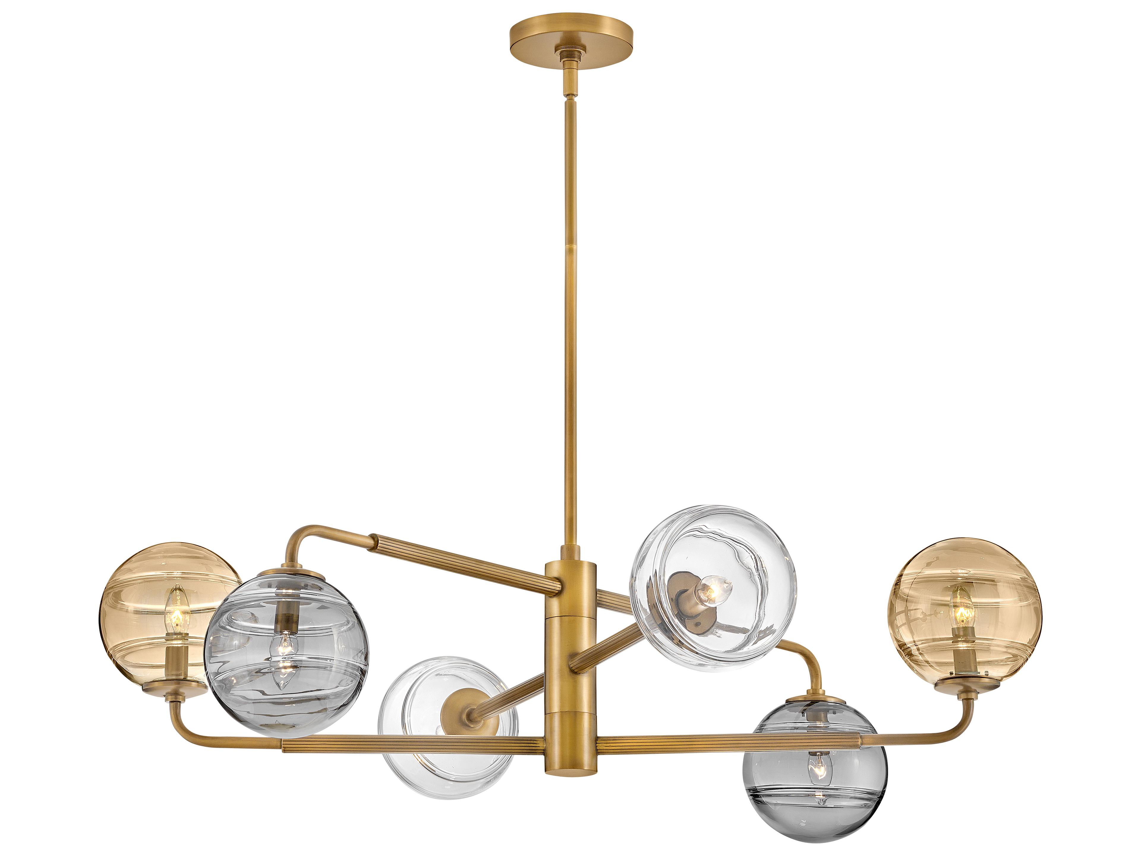Oberon 6-Light Heritage Brass Glass LED Globe Chandelier