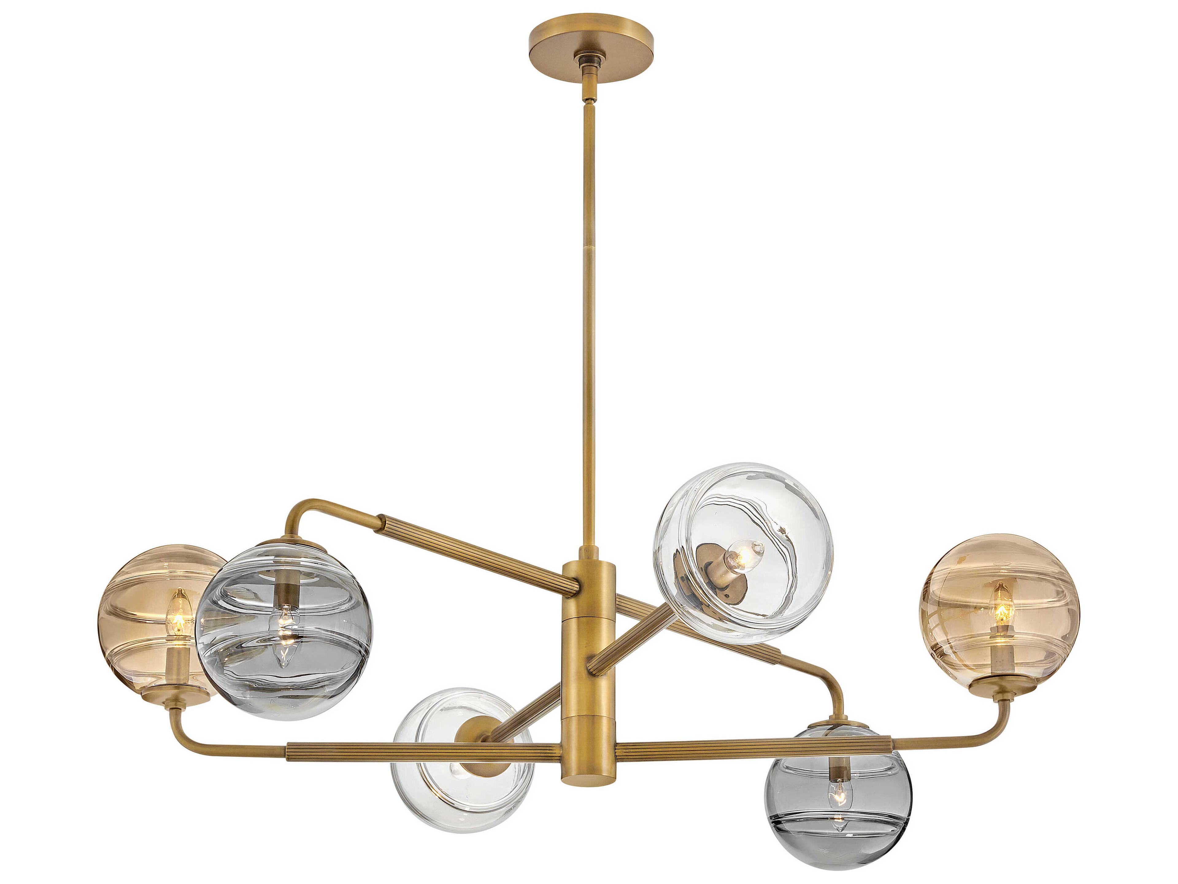 Fredrick Ramond Oberon 6-Light Heritage Brass Glass LED Globe Chandelier