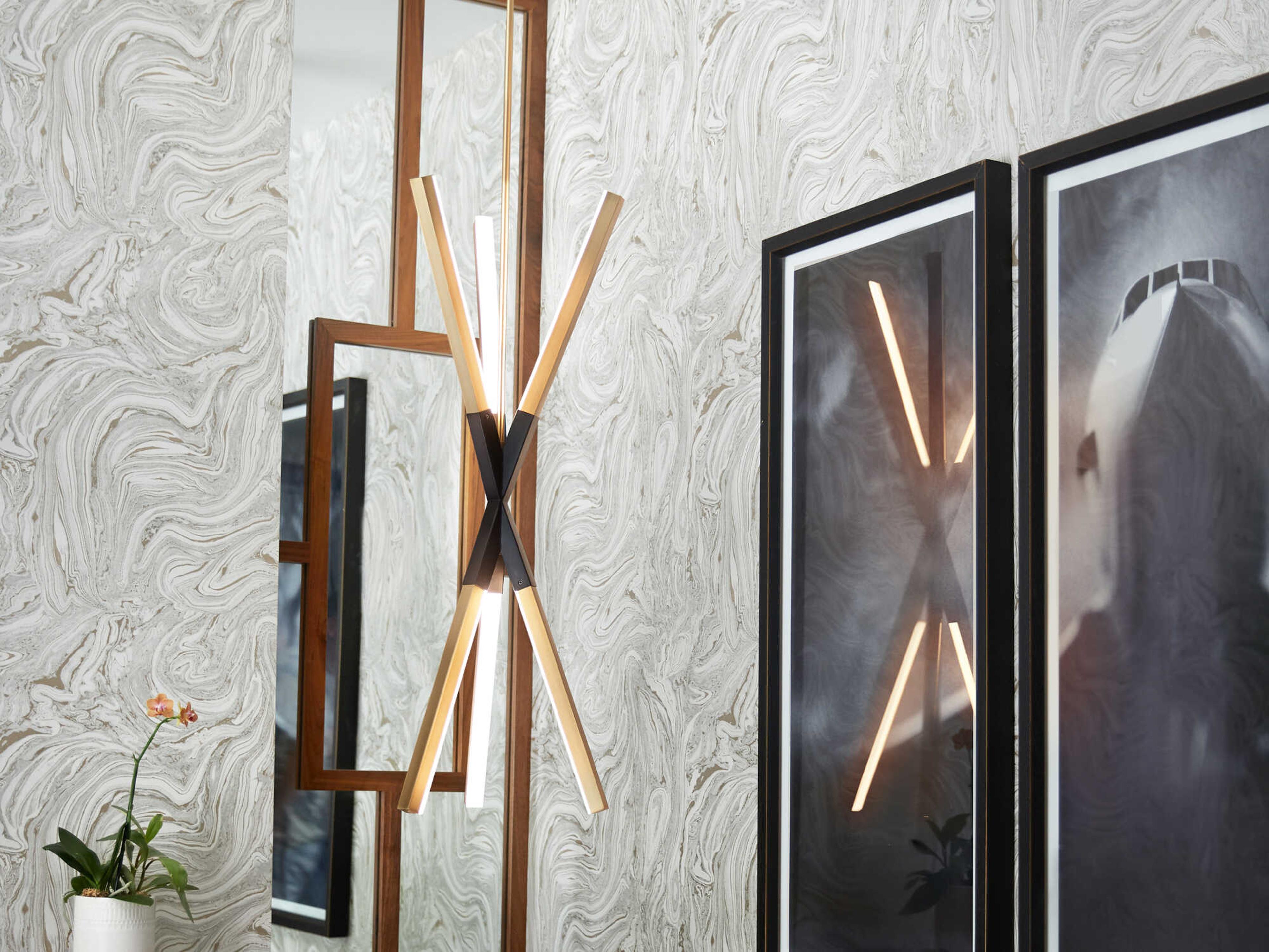 Fredrick Ramond Rae Lacquered Brass Black LED Linear Pendant