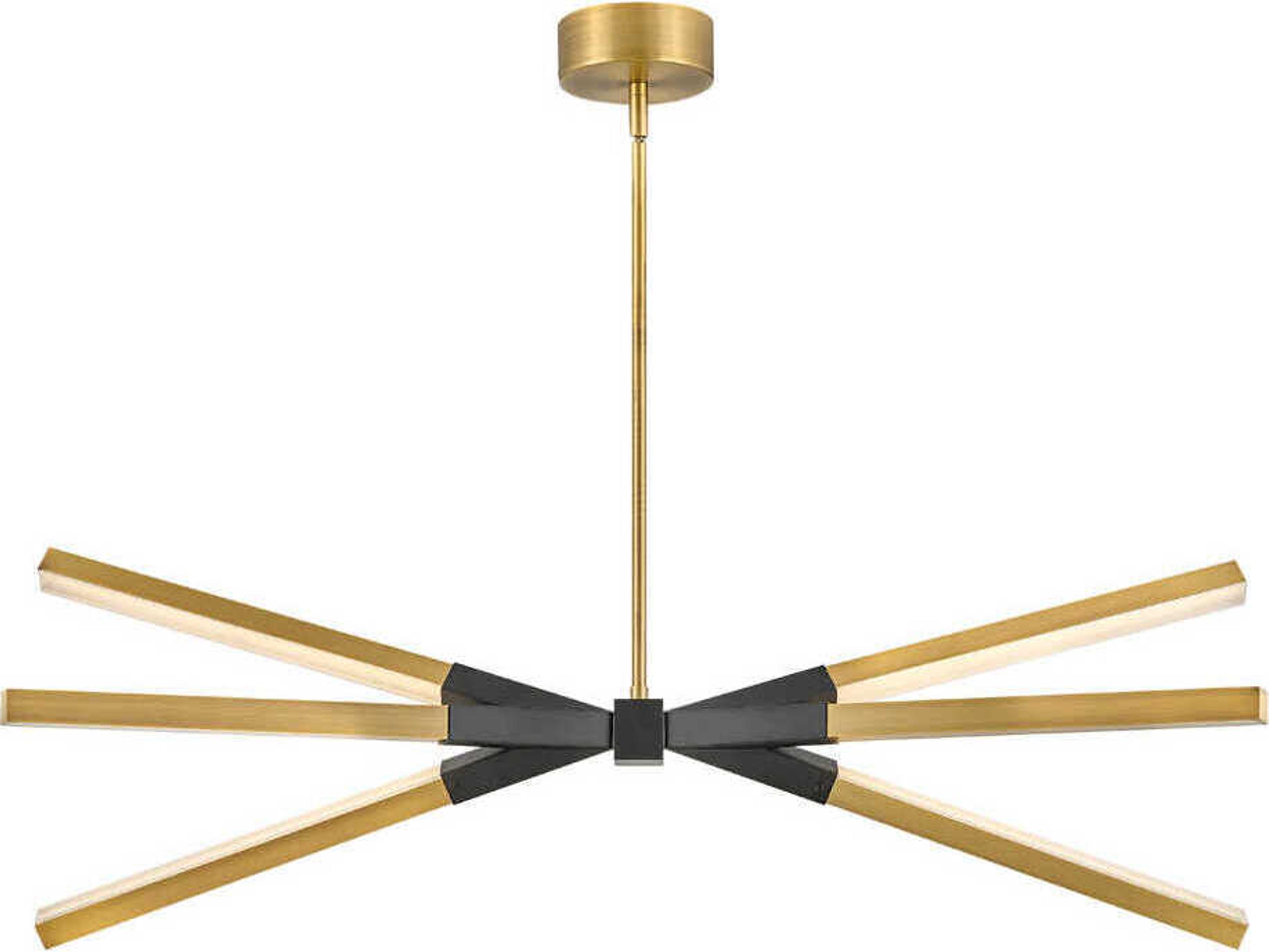 Fredrick Ramond Rae Lacquered Brass Black LED Linear Island Pendant