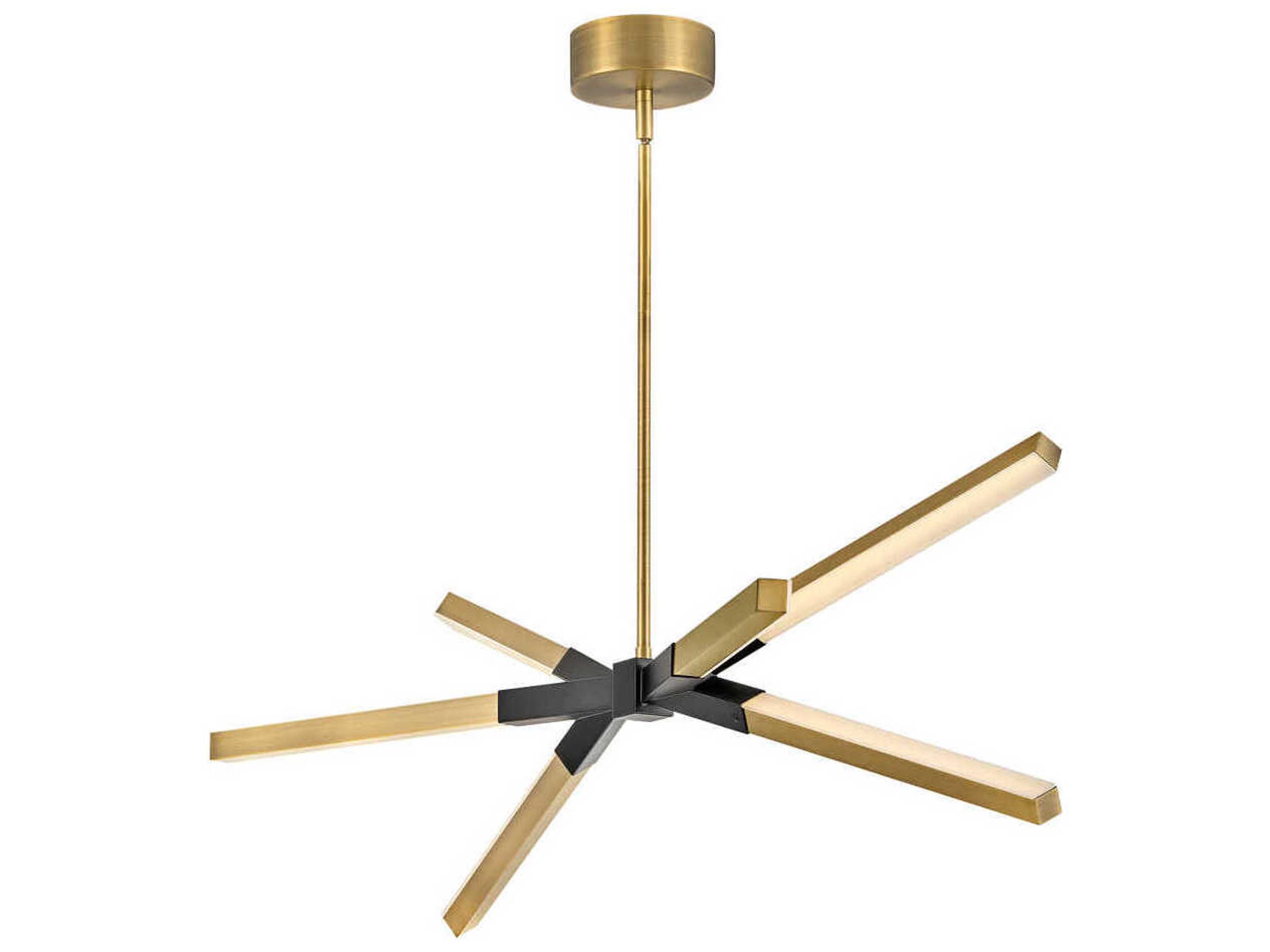 Fredrick Ramond Rae Lacquered Brass Black LED Linear Island Pendant