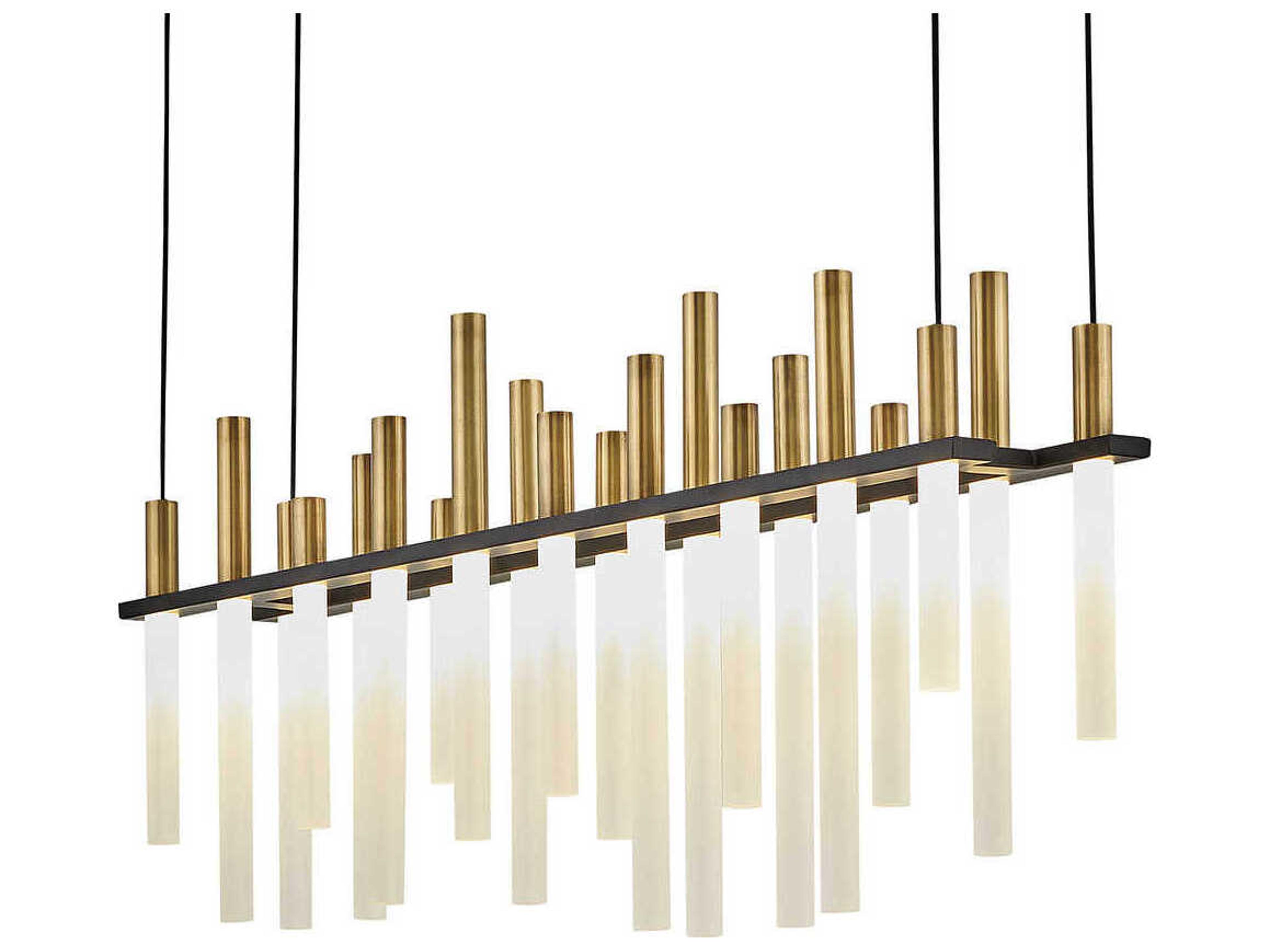 Fredrick Ramond Echo 1 Light Black Brass LED Cylinder Linear Island Pendant