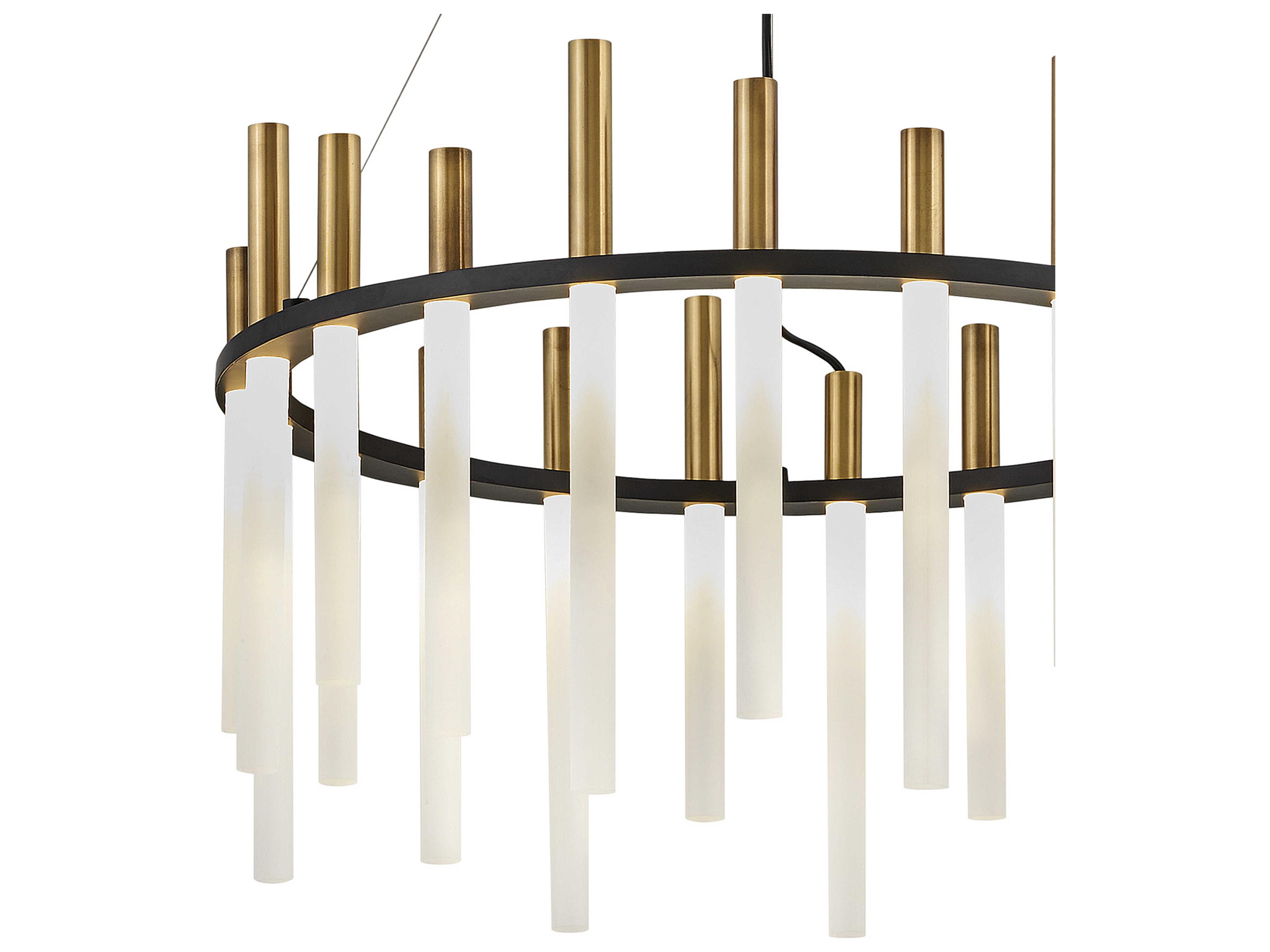 Fredrick Ramond Echo 1 Light Black Brass LED Cylinder Round Pendant