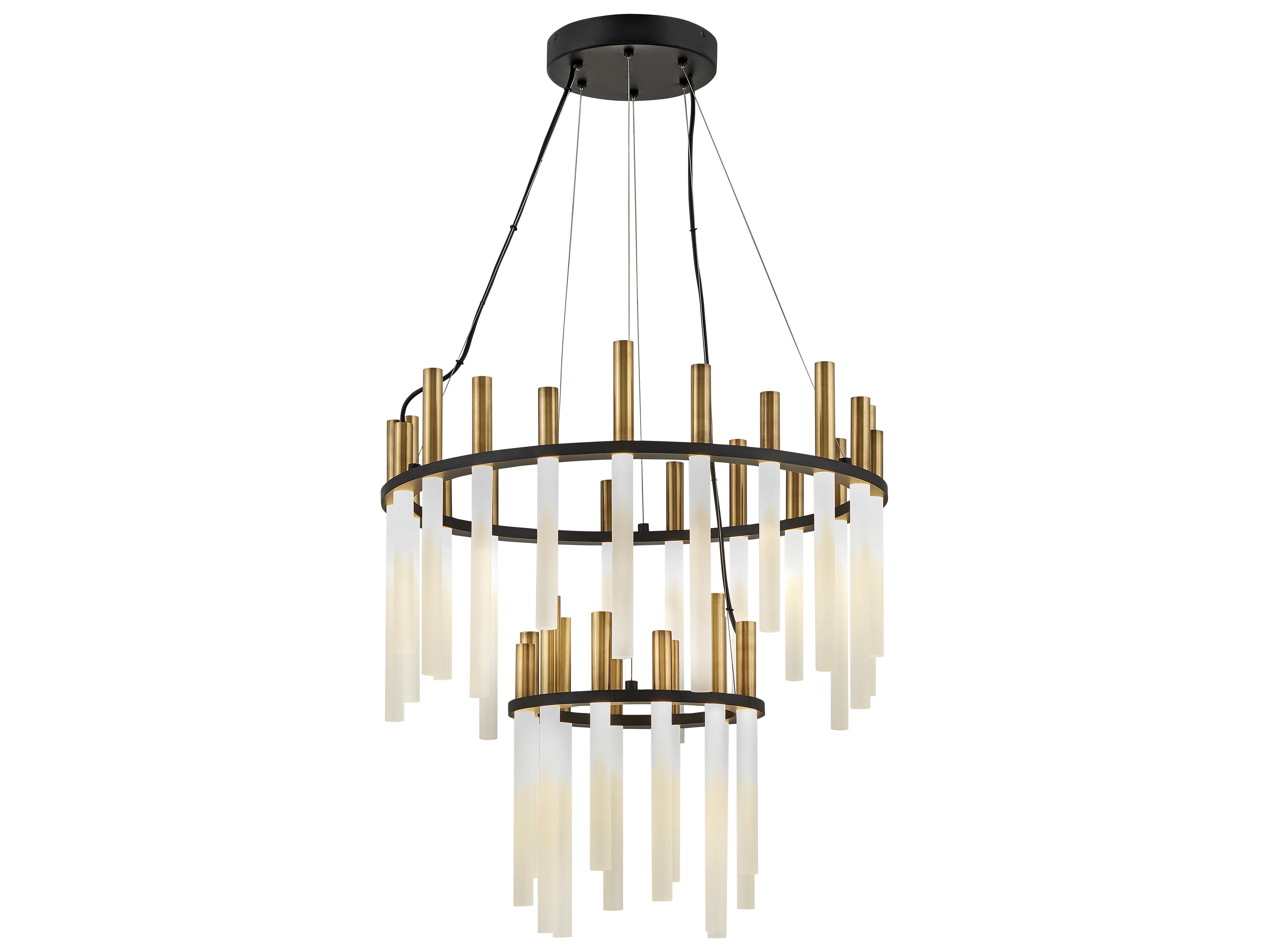 Echo 1 Light Black Brass LED Cylinder Round Chandelier