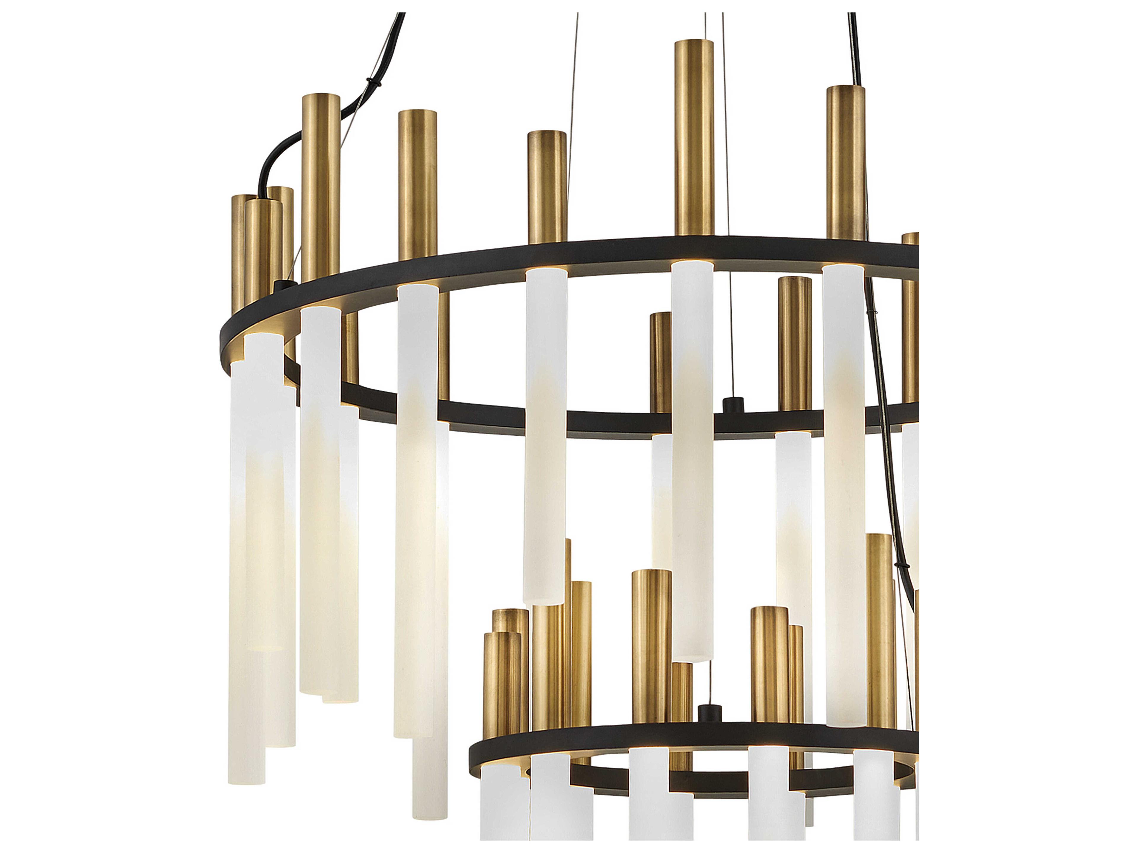 Fredrick Ramond Echo 1 Light Black Brass LED Cylinder Round Chandelier