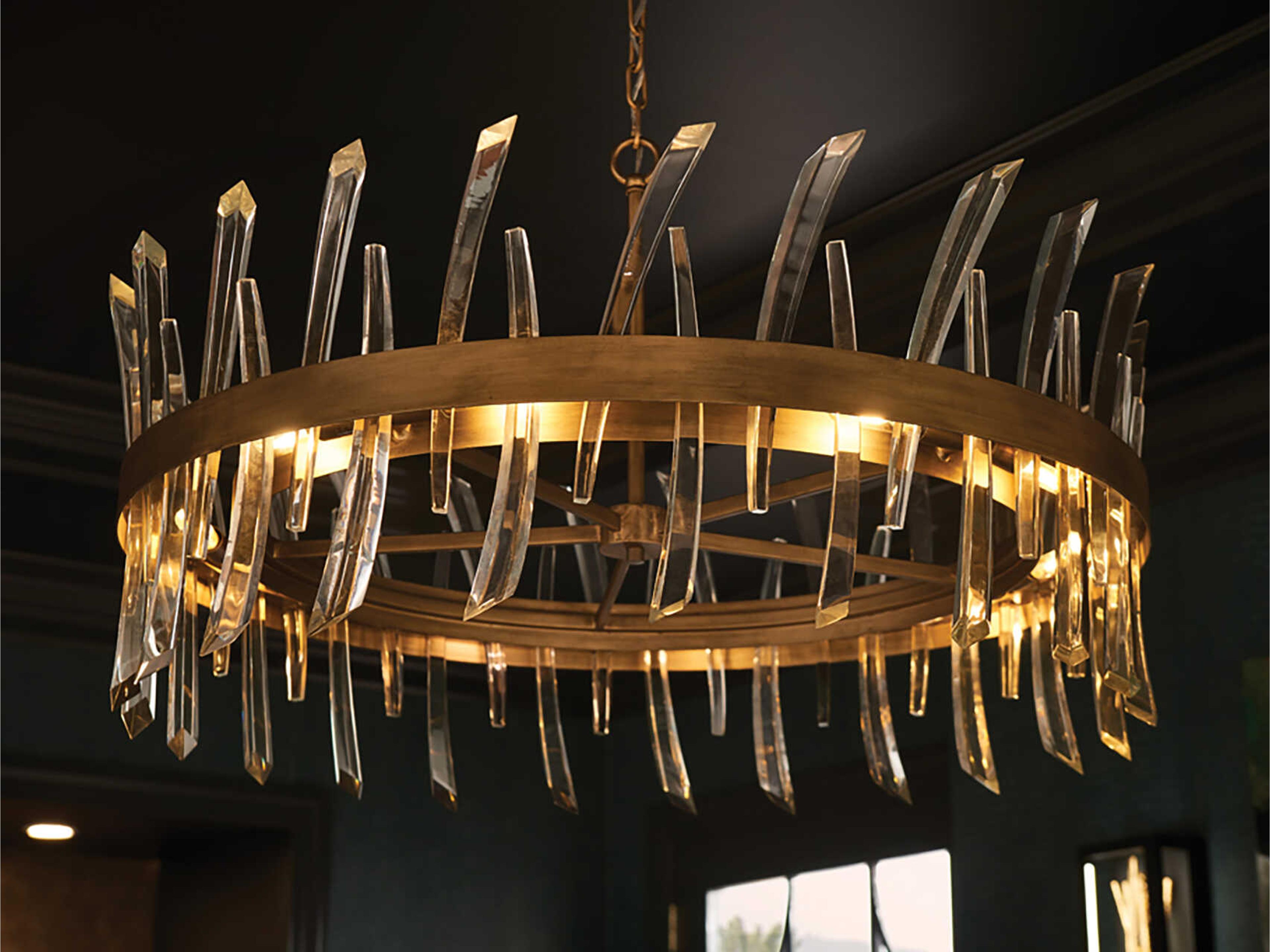Fredrick Ramond Revel 10-Light Burnished Gold Crystal Drum Linear Pendant