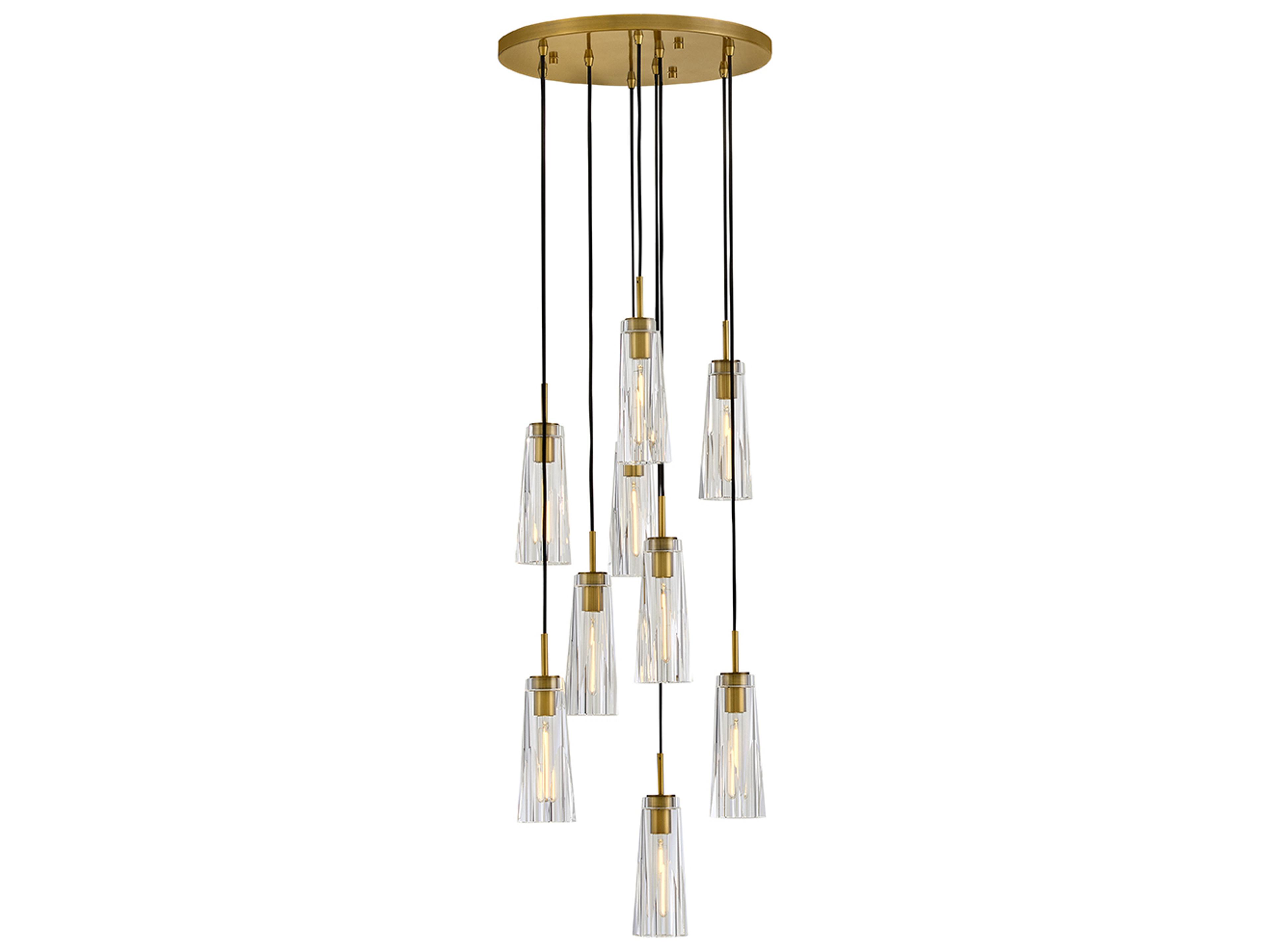 Cosette 9-Light Heritage Brass Cylinder Pendant