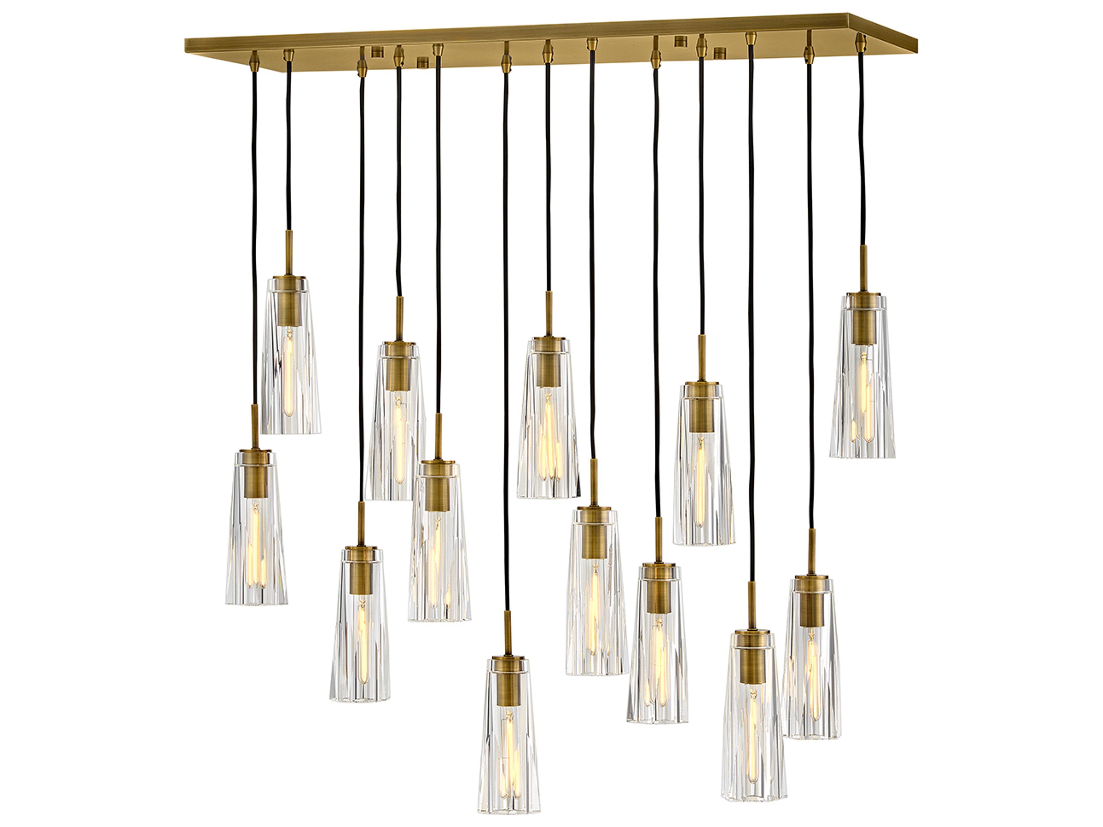 Fredrick Ramond Cosette 13-Light Heritage Brass Cylinder Island Pendant