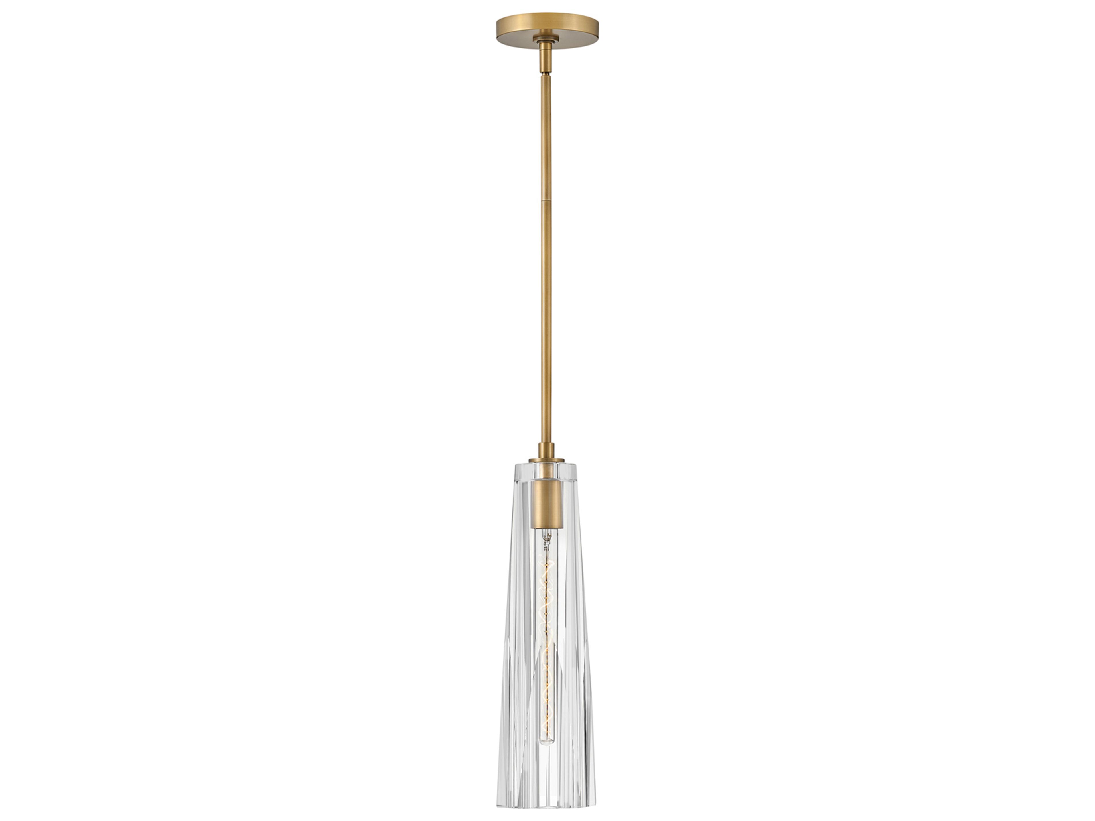 Cosette 1-Light Heritage Brass Crystal Glass Dome Linear Mini Pendant