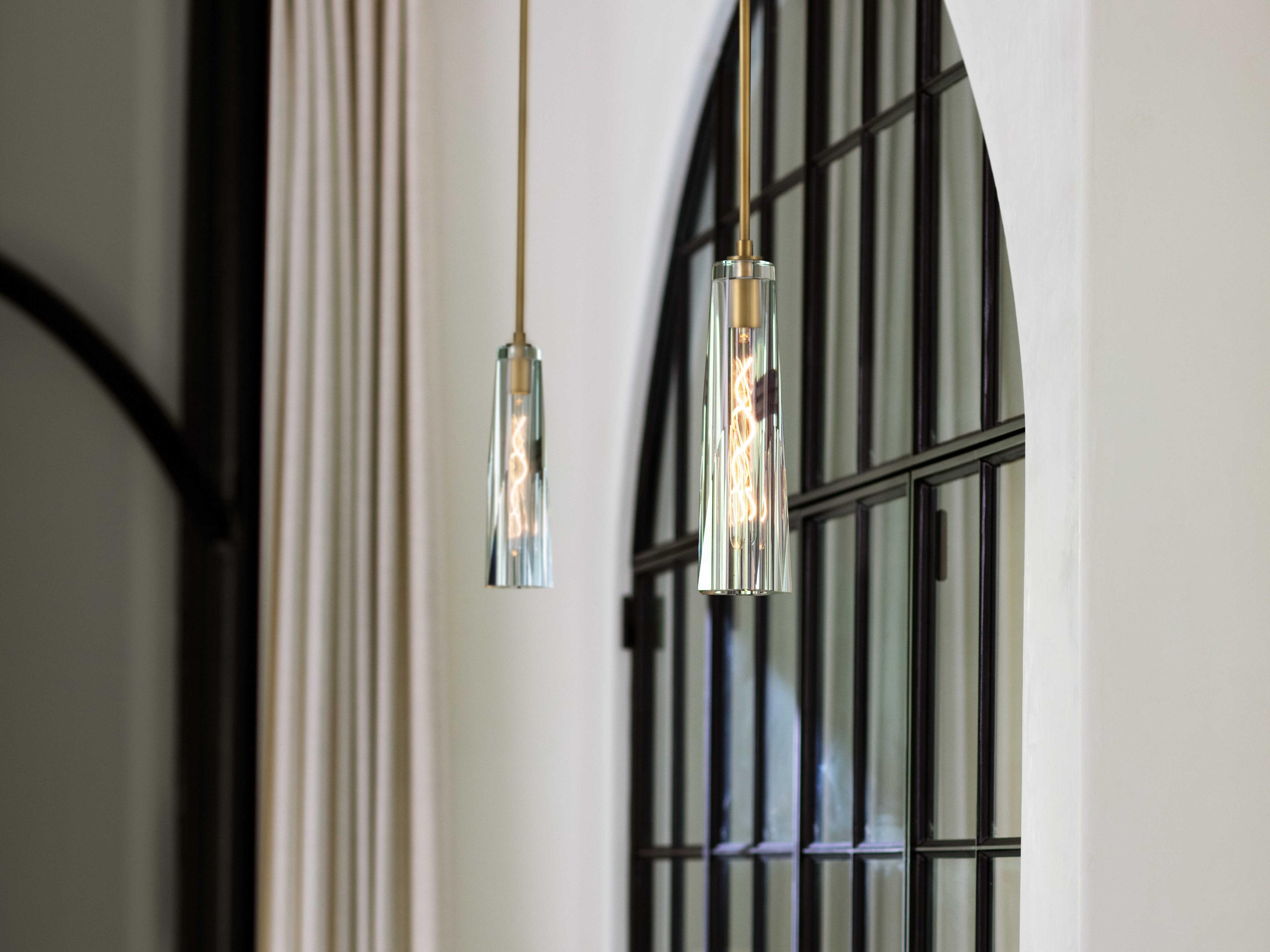 Fredrick Ramond Cosette 1-Light Heritage Brass Crystal Glass Dome Linear Mini Pendant