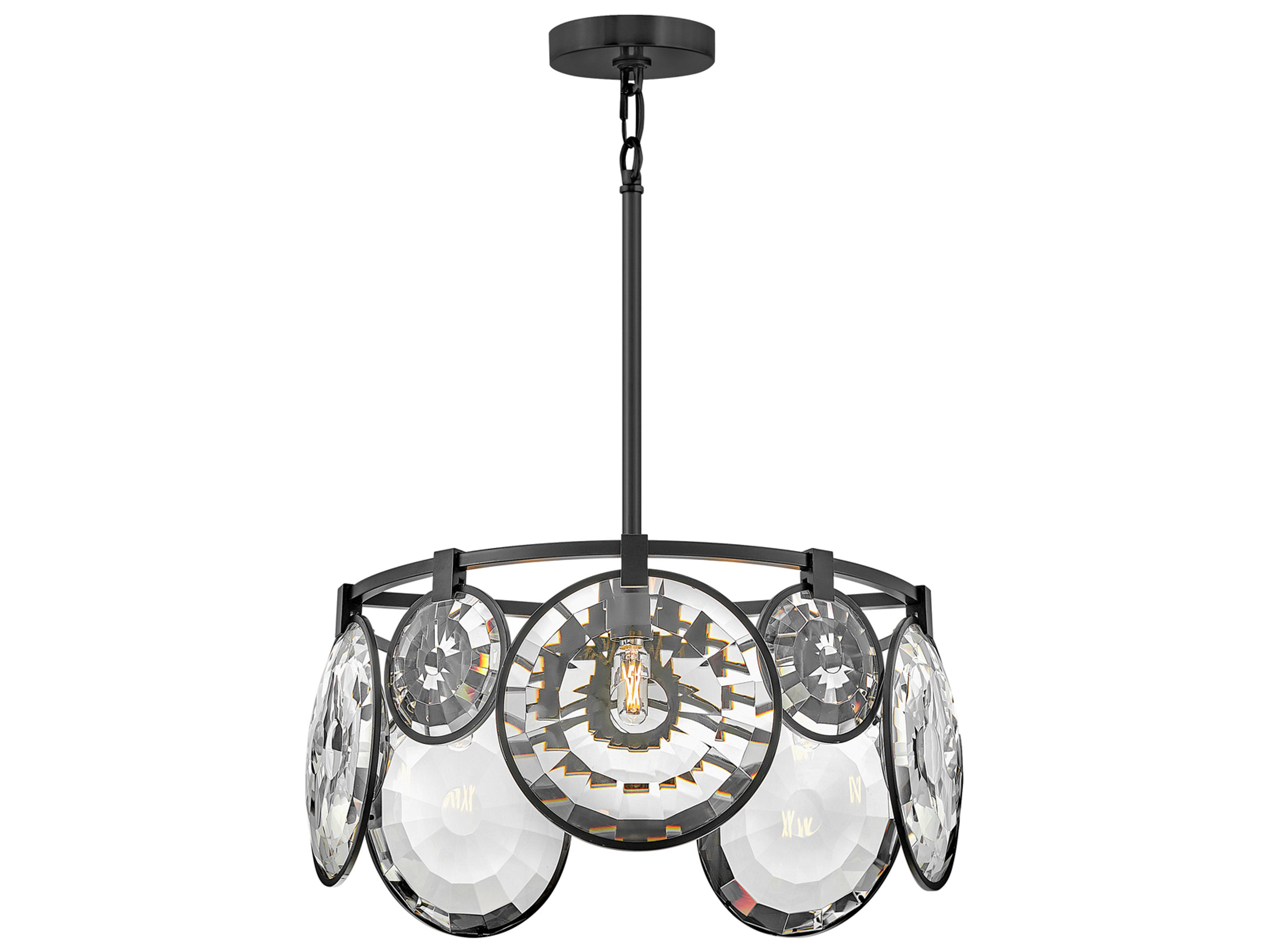 Nala 5-Light Black Glass Geometric Linear Pendant