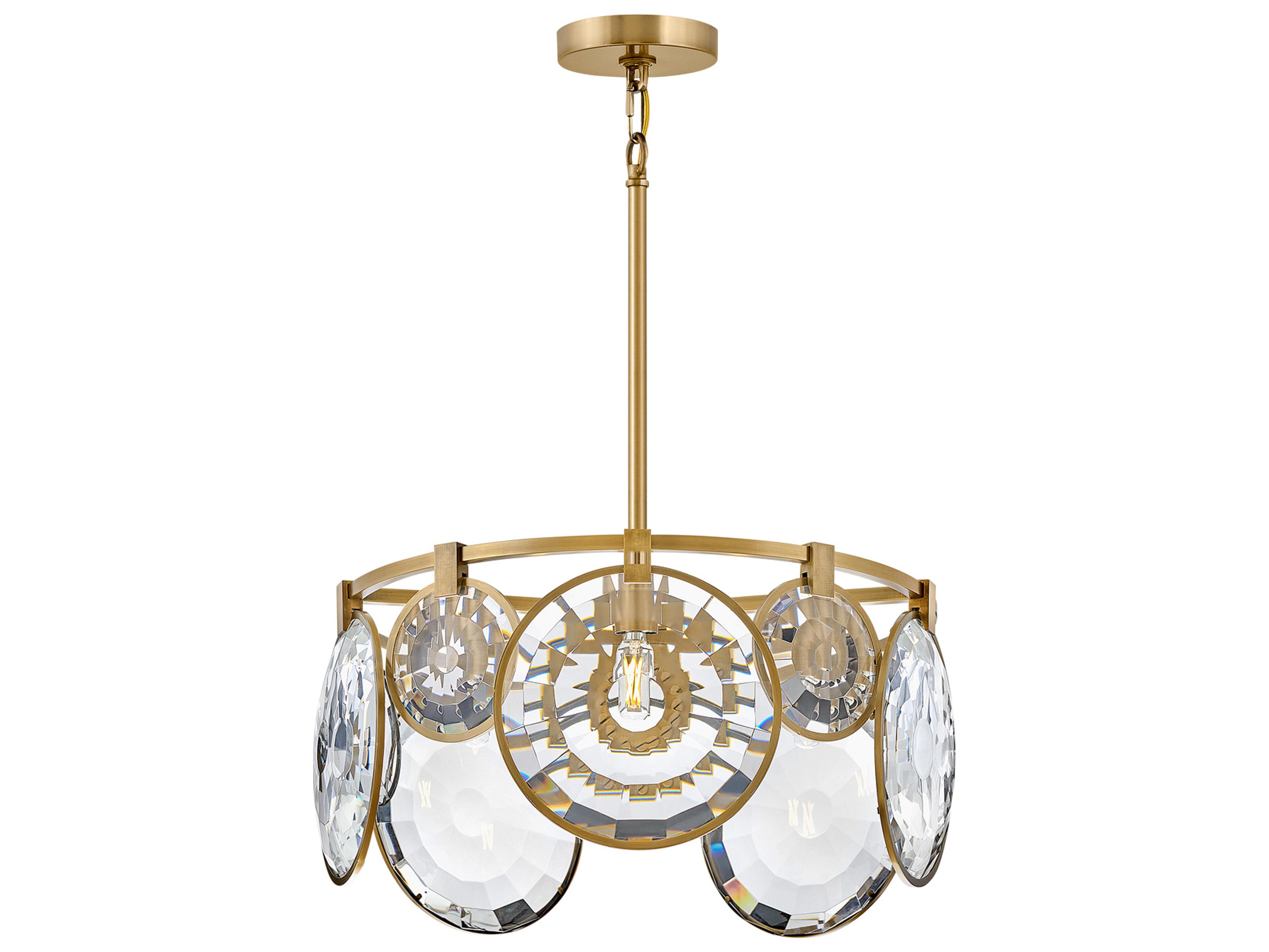 Nala 5-Light Heritage Brass Glass Geometric Linear Pendant