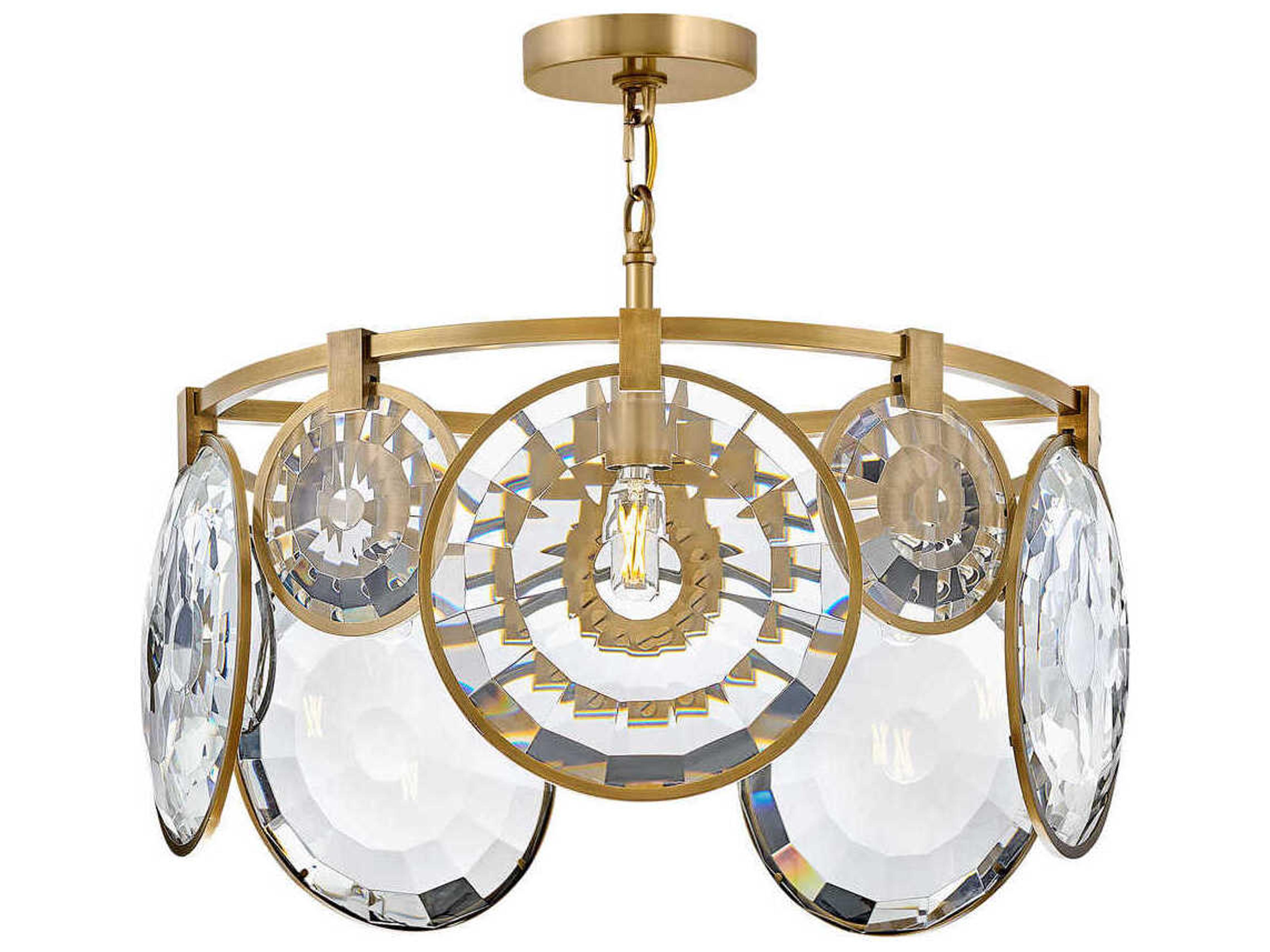 Fredrick Ramond Nala 5-Light Heritage Brass Glass Geometric Linear Pendant