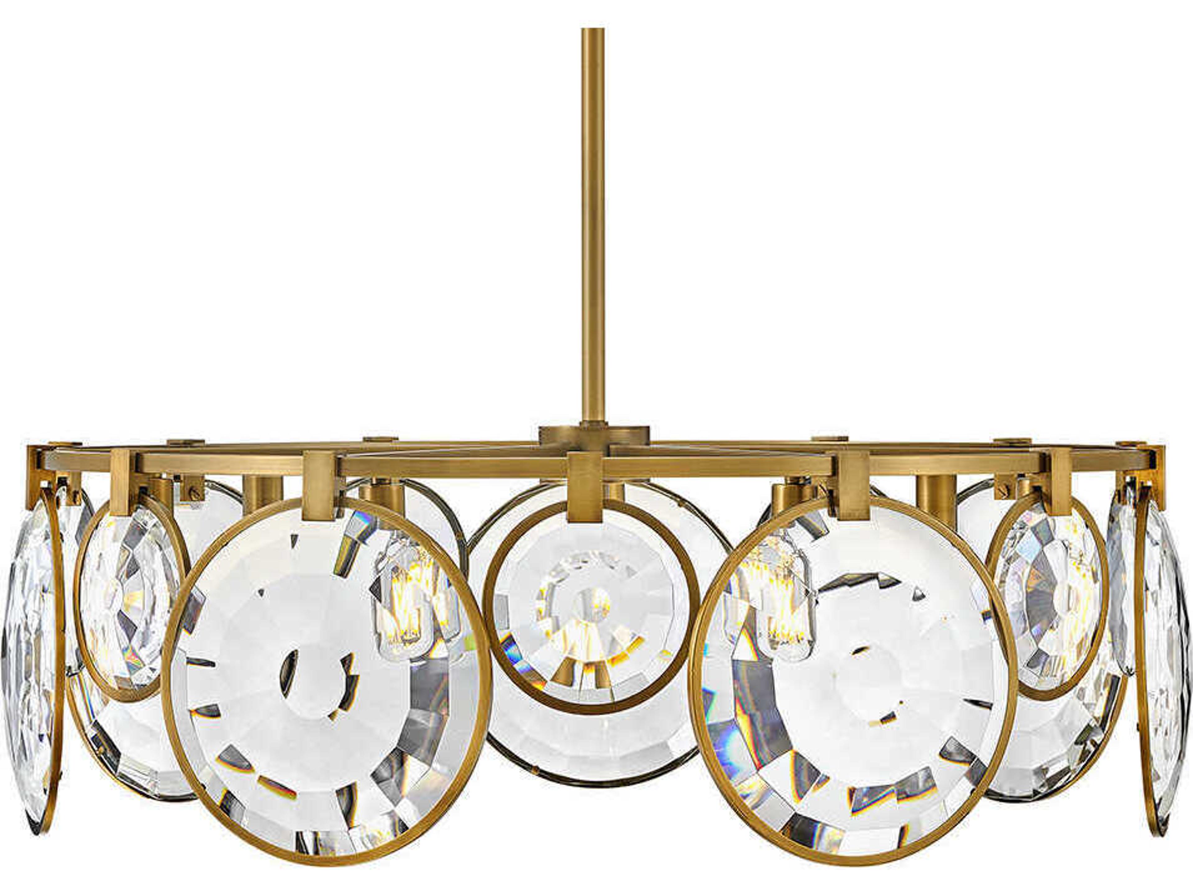 Fredrick Ramond Nala 7-Light Heritage Brass Glass Geometric Linear Pendant