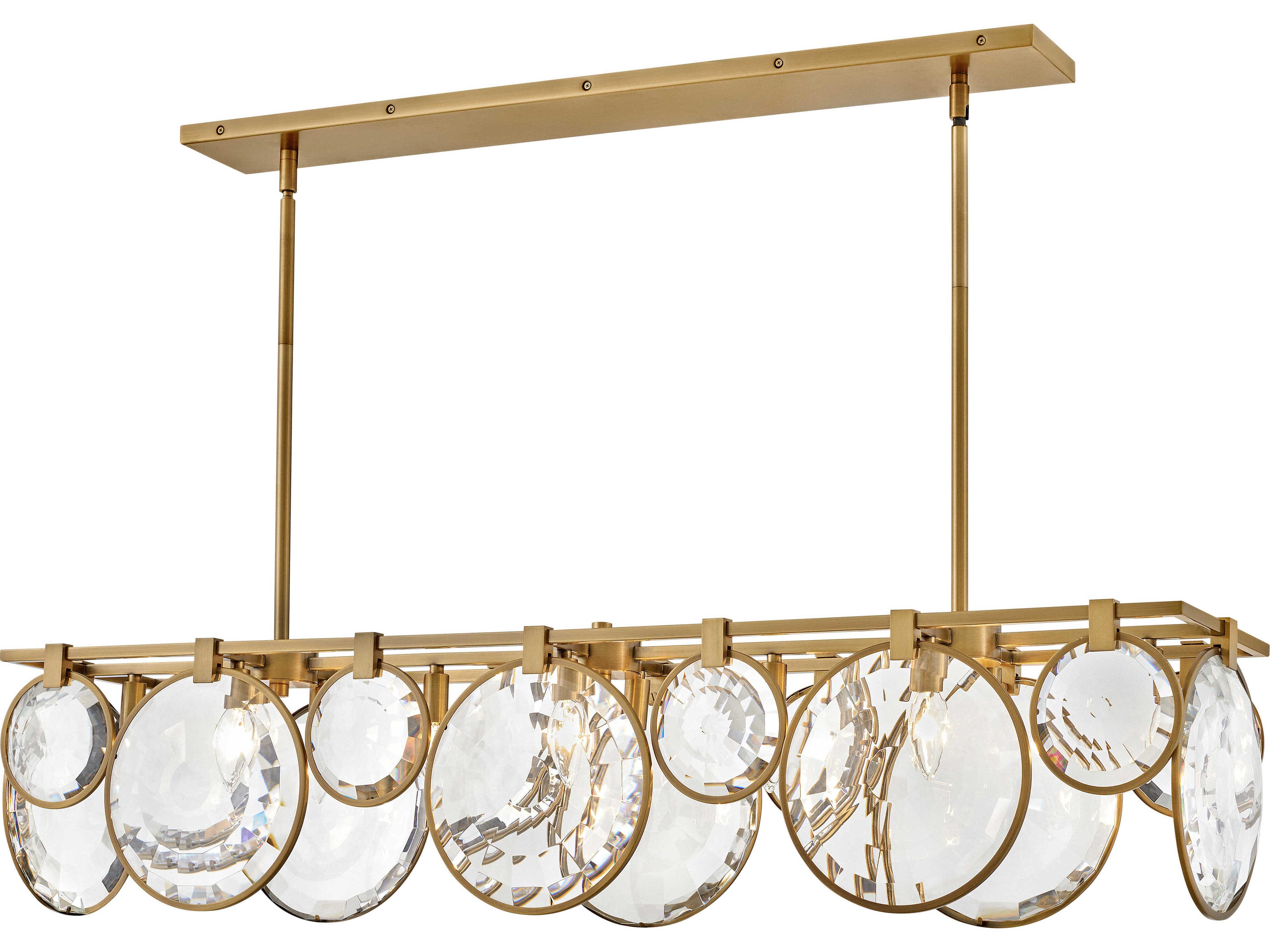Fredrick Ramond Nala 8-Light Heritage Brass Crystal LED Geometric Island Pendant