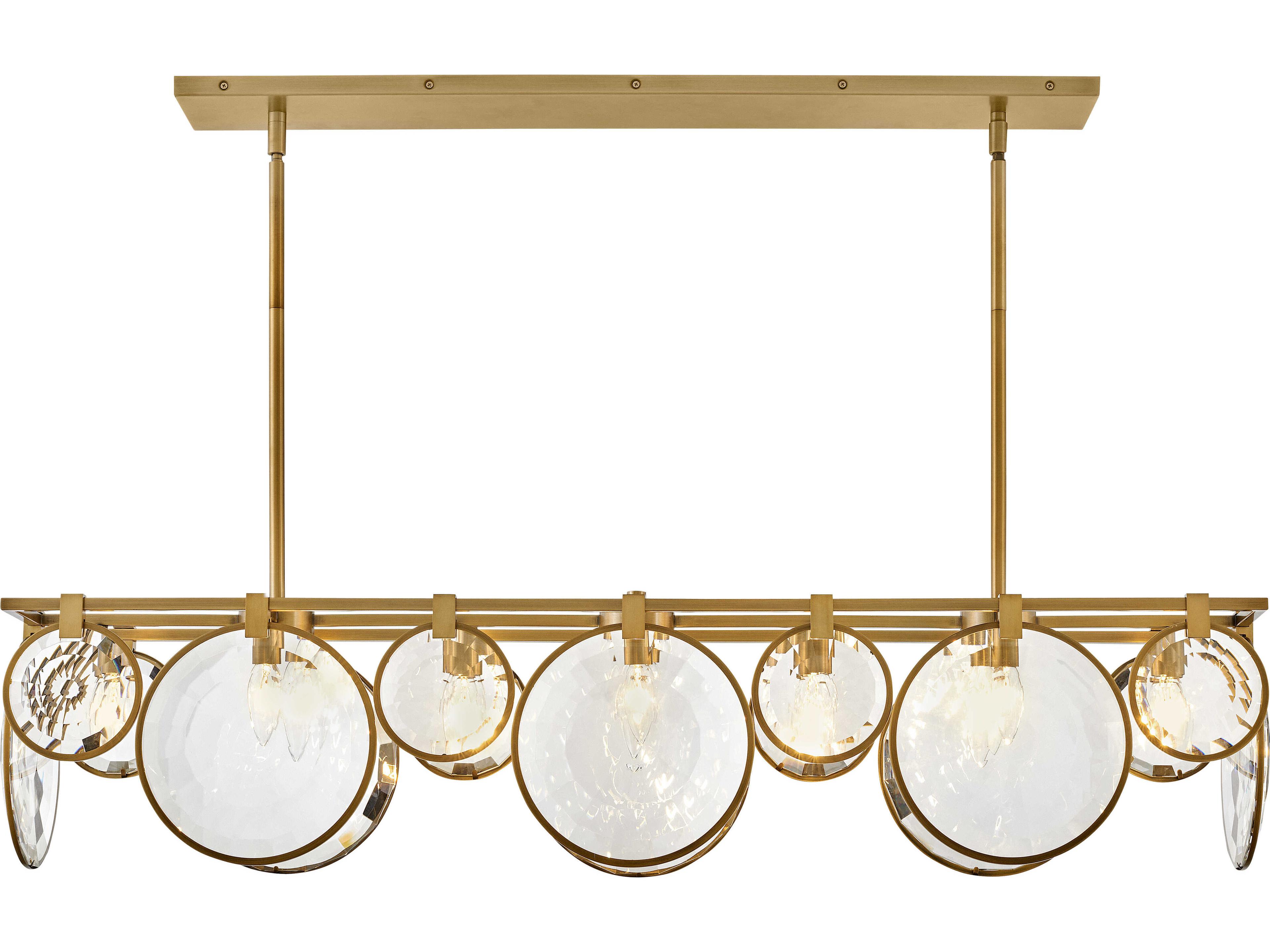 Fredrick Ramond Nala 8-Light Heritage Brass Crystal LED Geometric Island Pendant