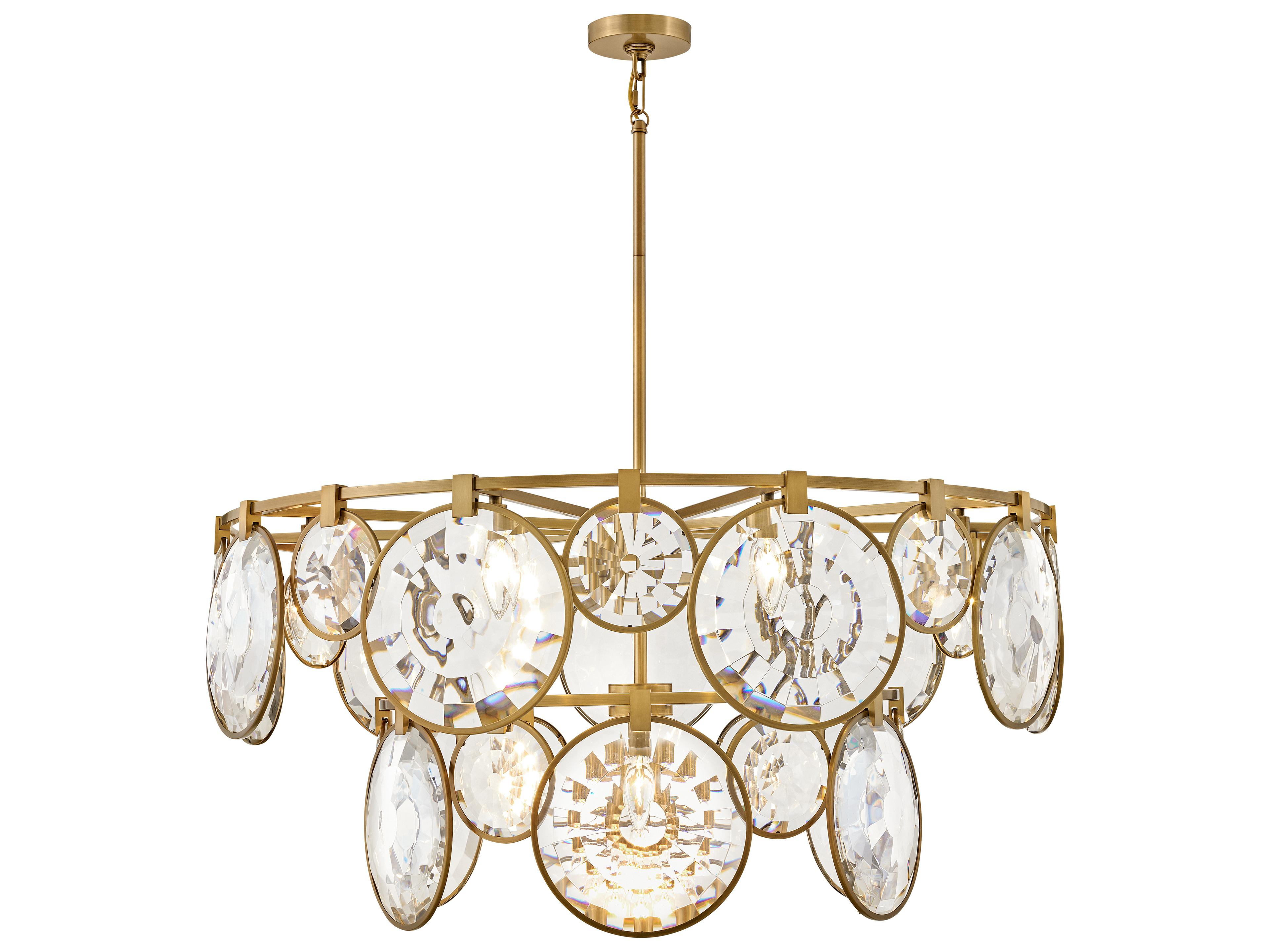 Nala 15-Light Heritage Brass Crystal LED Pendant