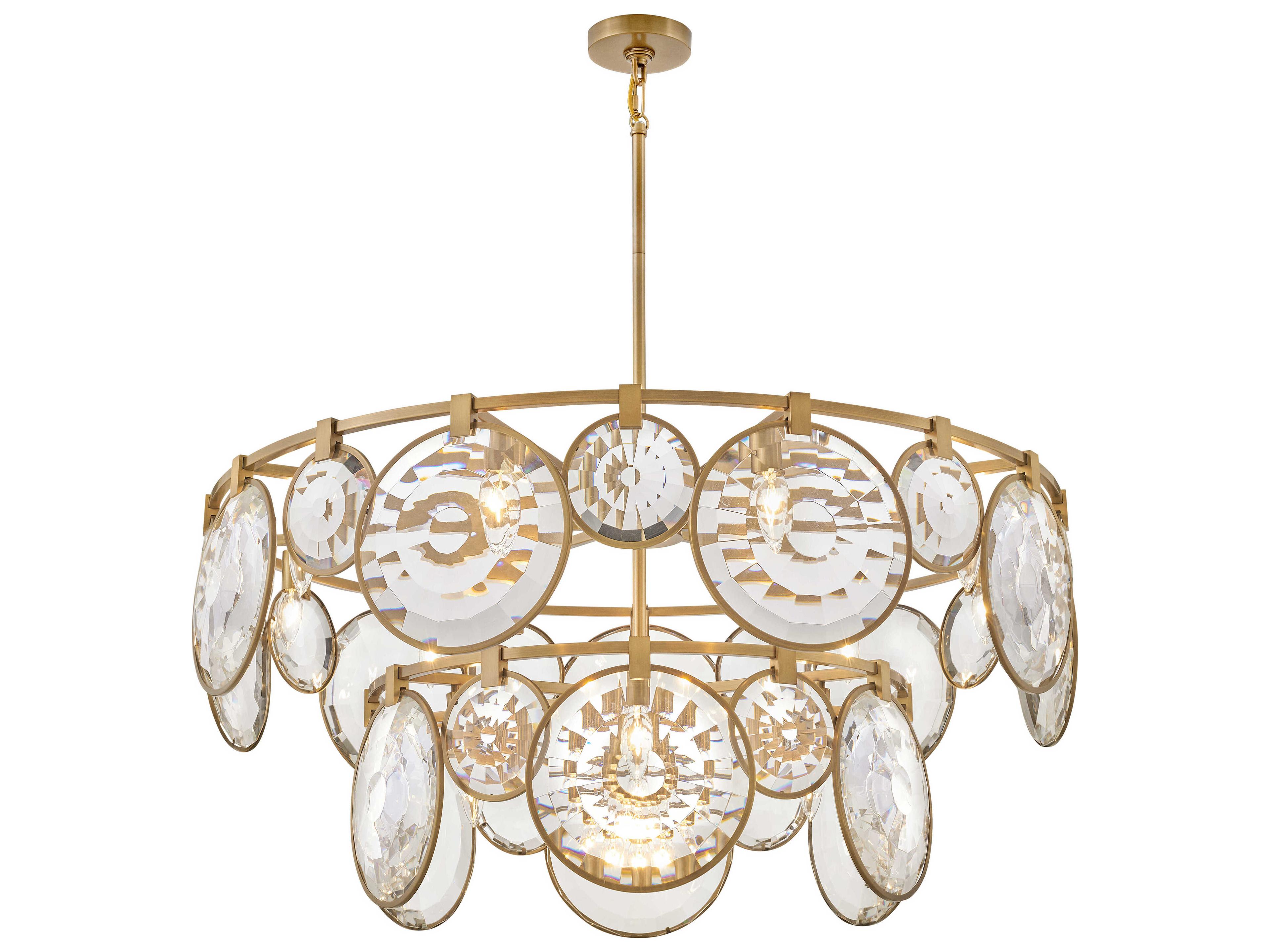 Fredrick Ramond Nala 15-Light Heritage Brass Crystal LED Pendant