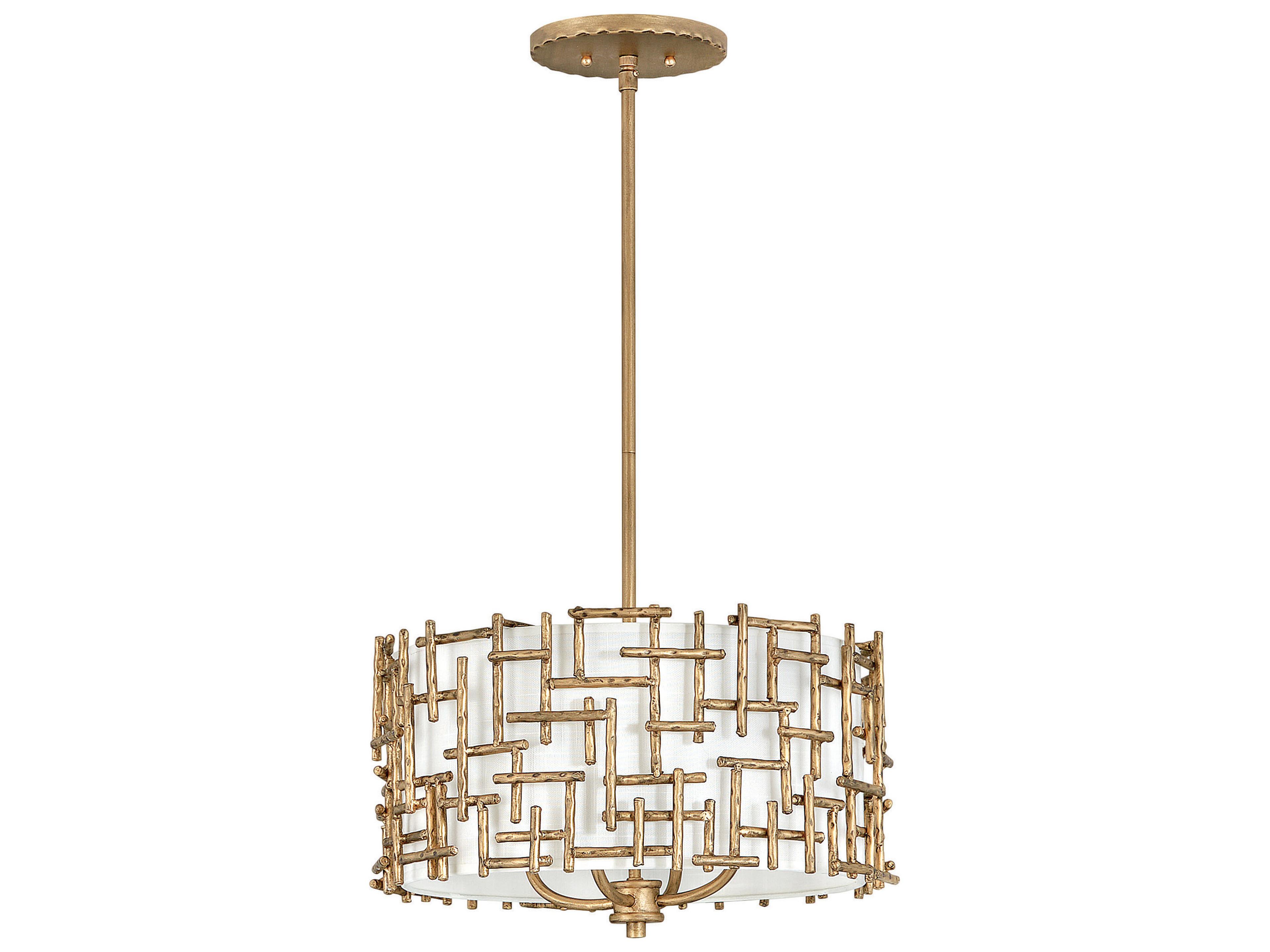 Farrah 4-Light Burnished Gold Drum Pendant