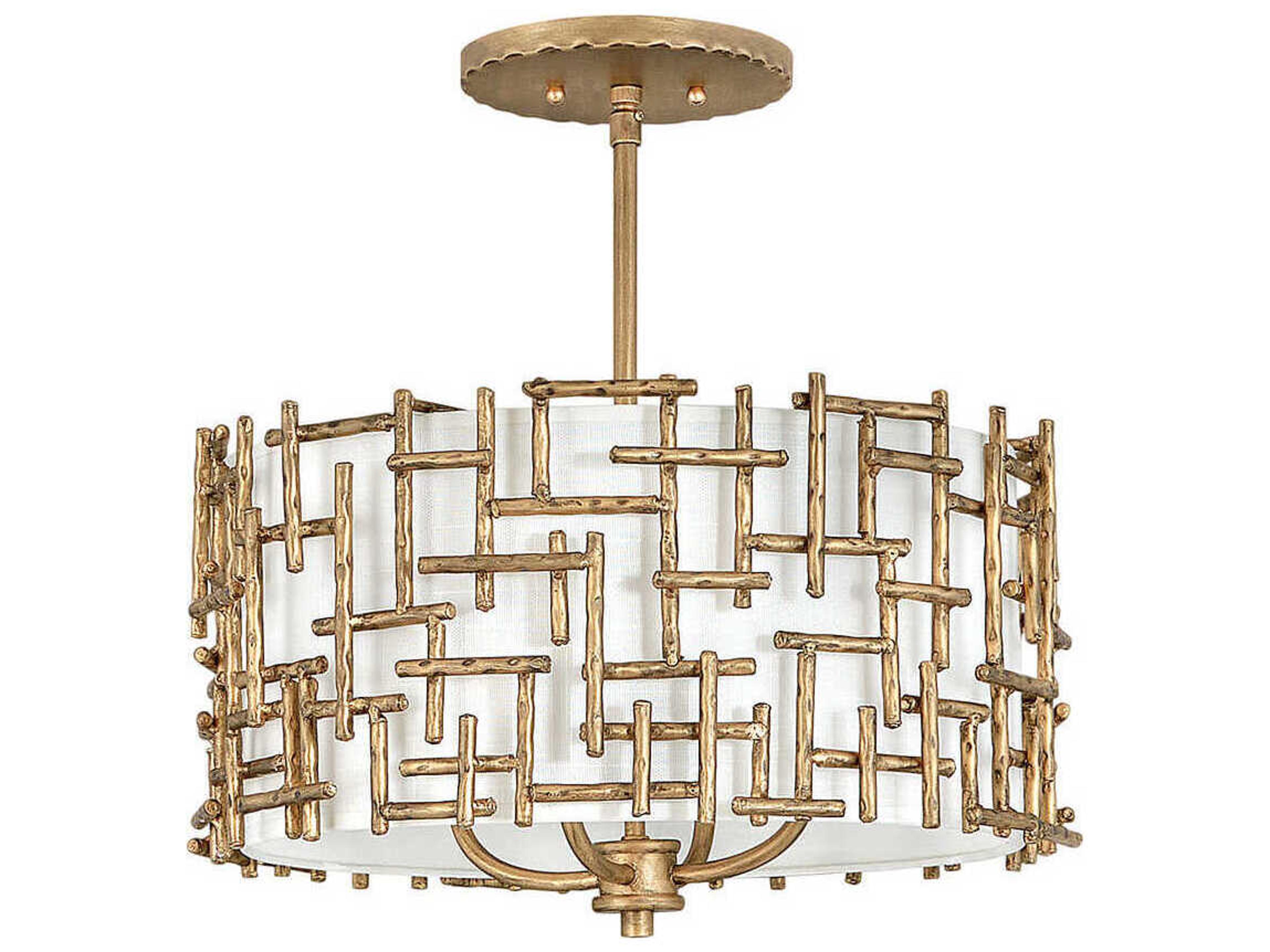 Fredrick Ramond Farrah 4-Light Burnished Gold Drum Pendant