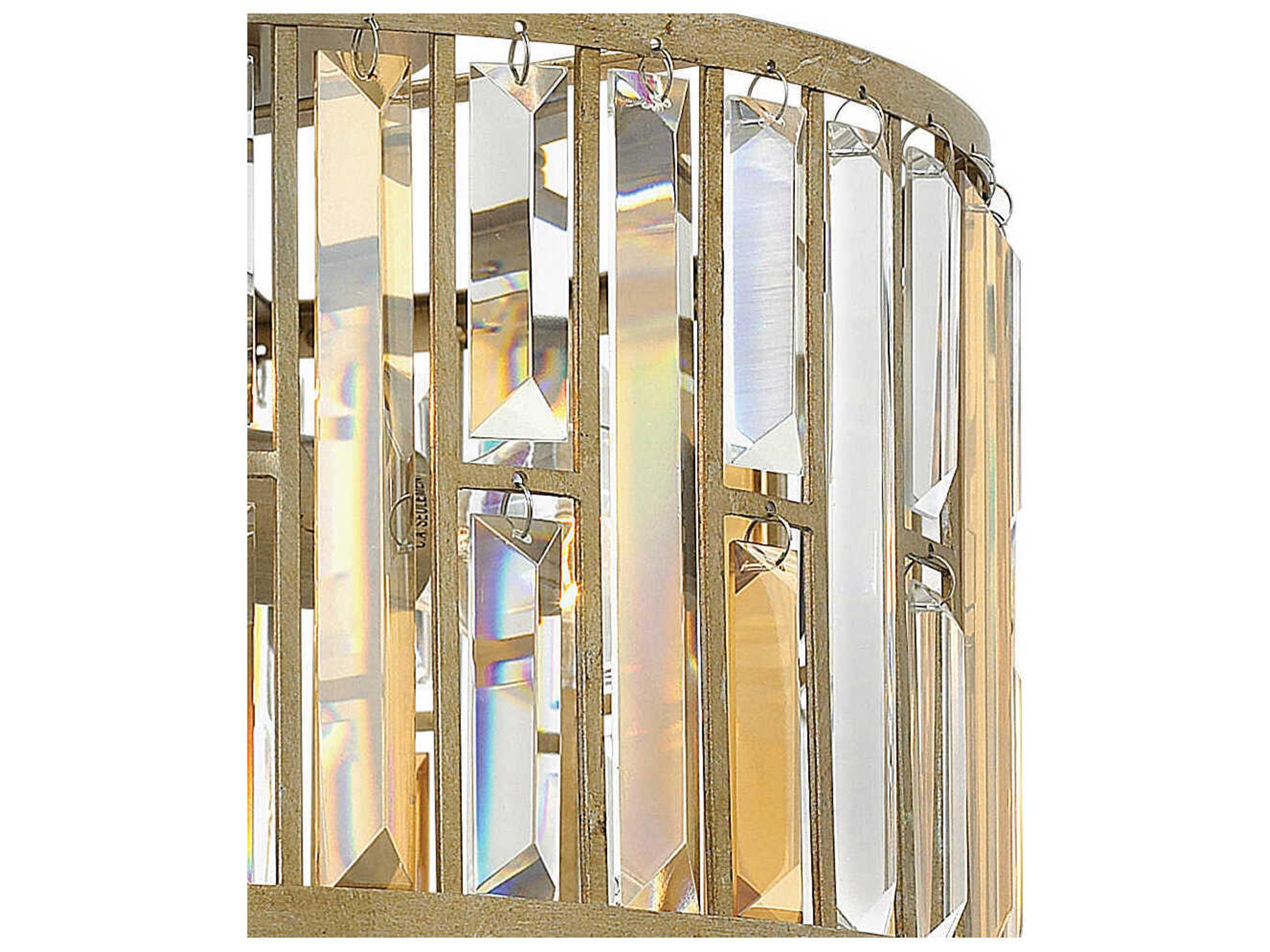Fredrick Ramond Gemma 3-Light Silver Leaf Crystal Drum Flush Mount