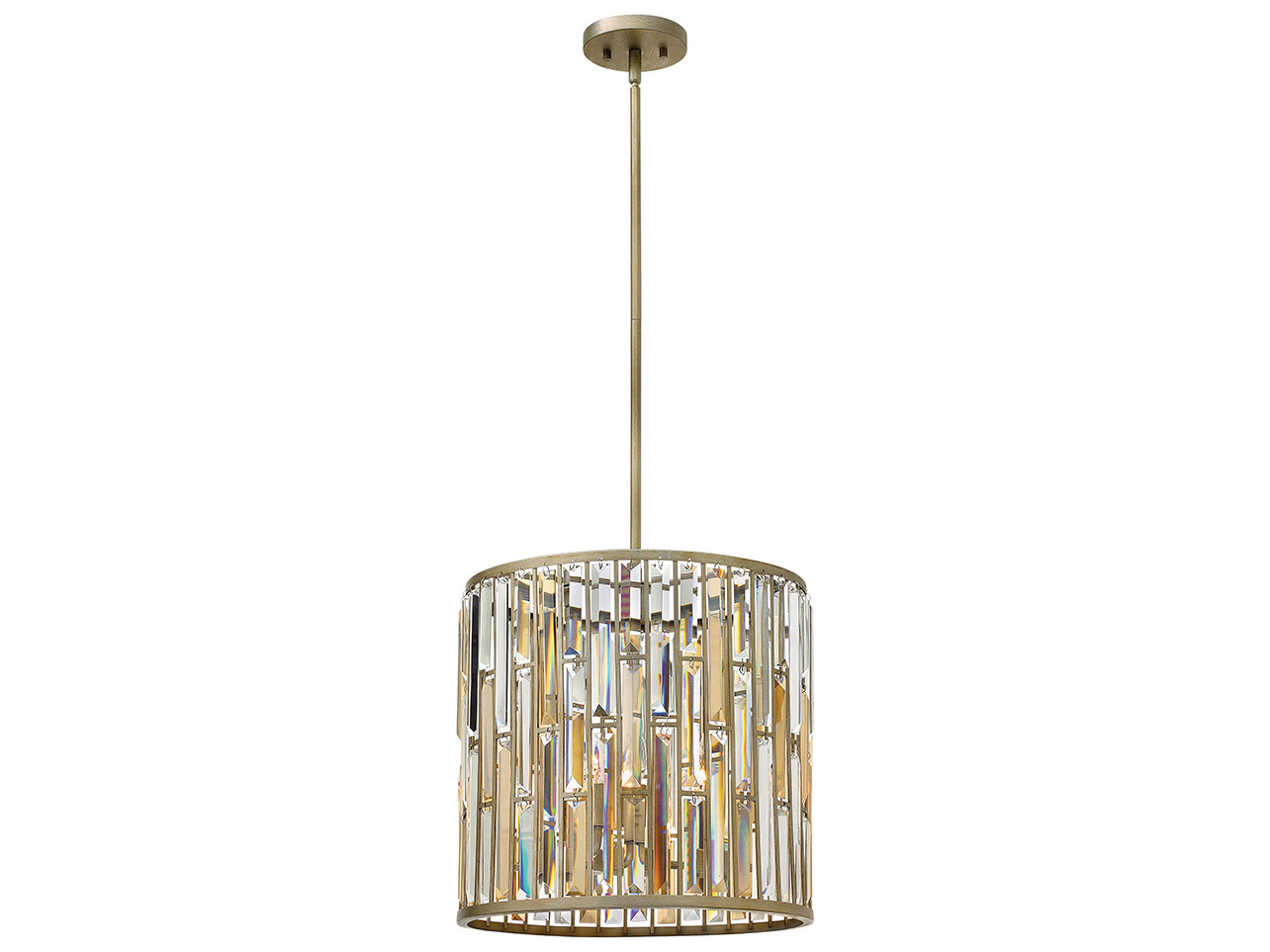 Fredrick Ramond Gemma 3-Light Silver Leaf Crystal Cylinder Pendant