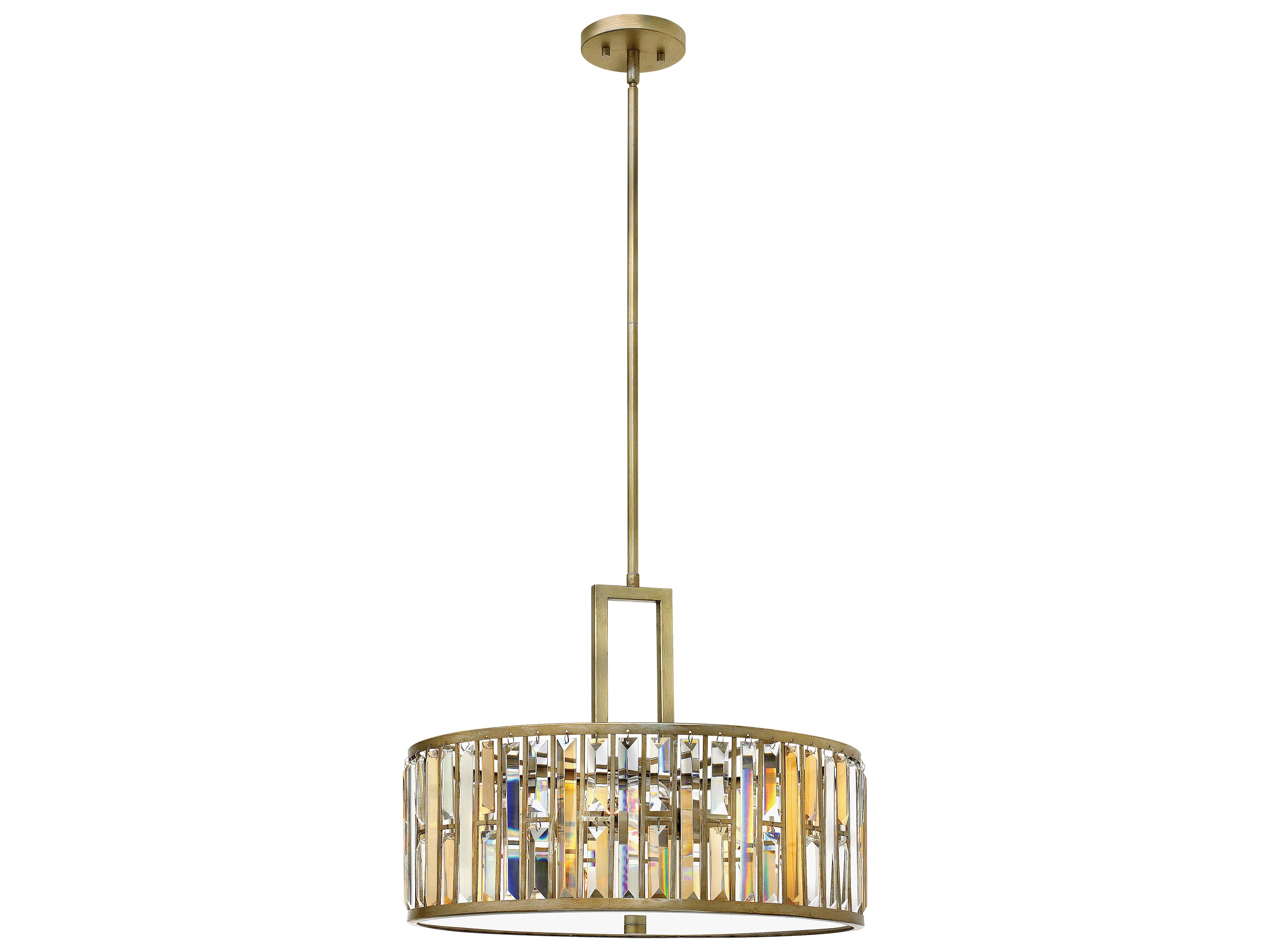 Gemma 3-Light Silver Leaf Crystal Drum Pendant