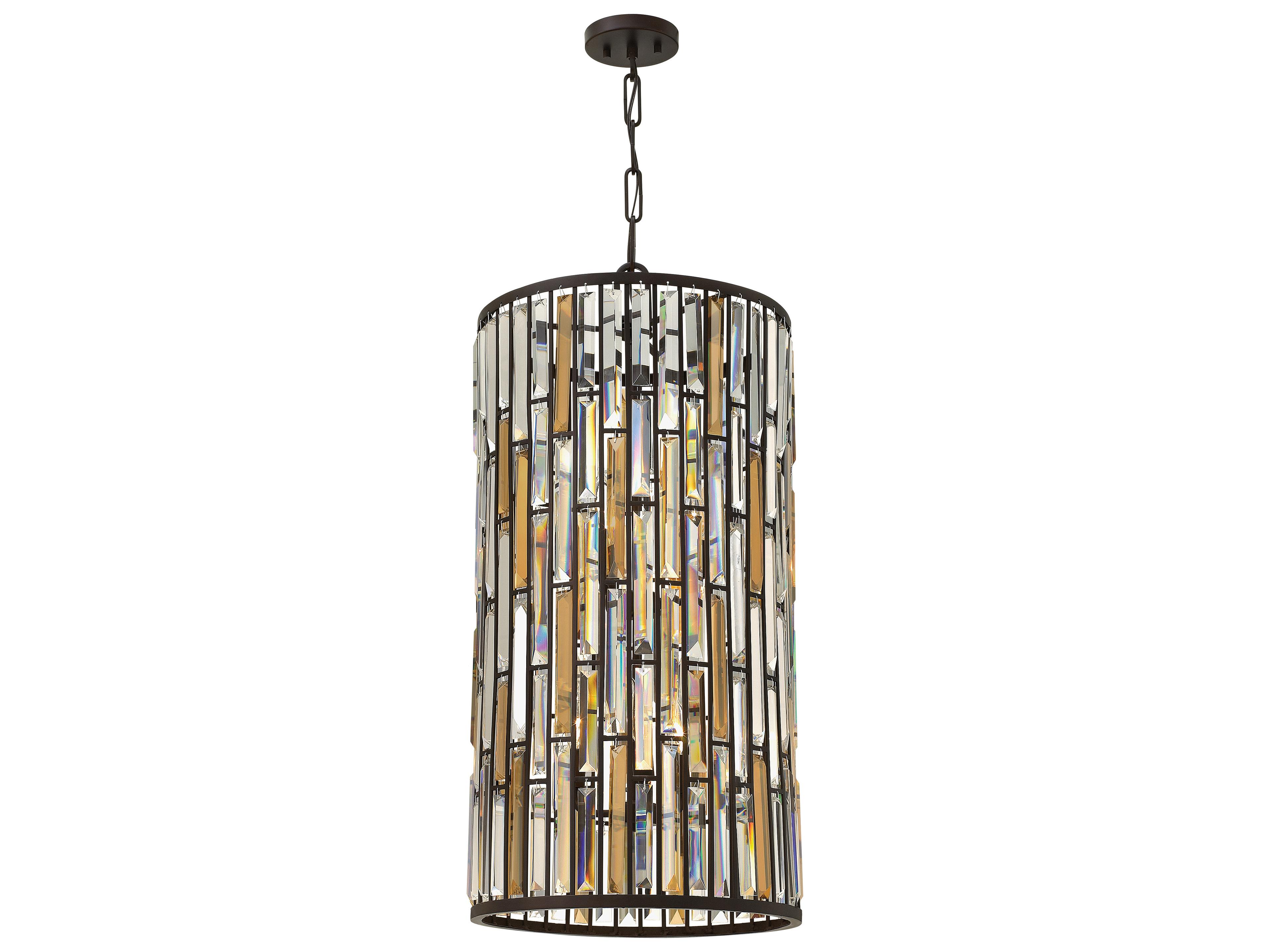 Gemma 6-Light Vintage Bronze Crystal Cylinder Pendant