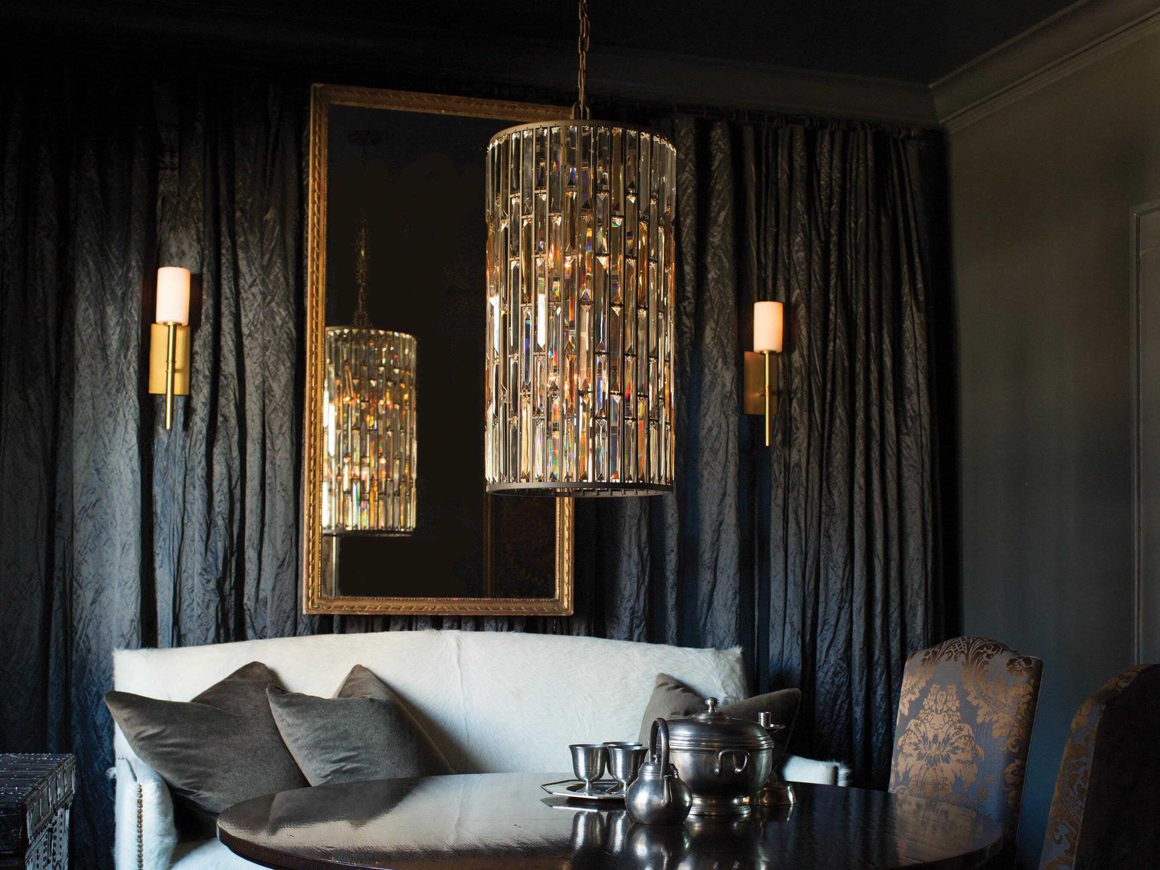 Fredrick Ramond Gemma 6-Light Vintage Bronze Crystal Cylinder Pendant