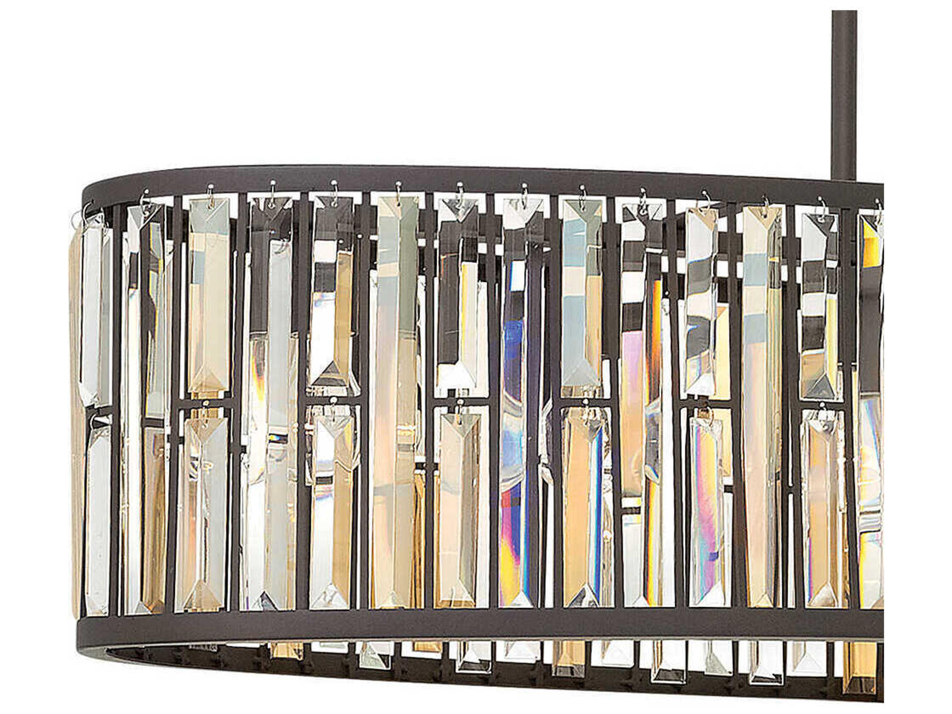 Fredrick Ramond Gemma 6-Light Vintage Bronze Crystal Linear Island Pendant