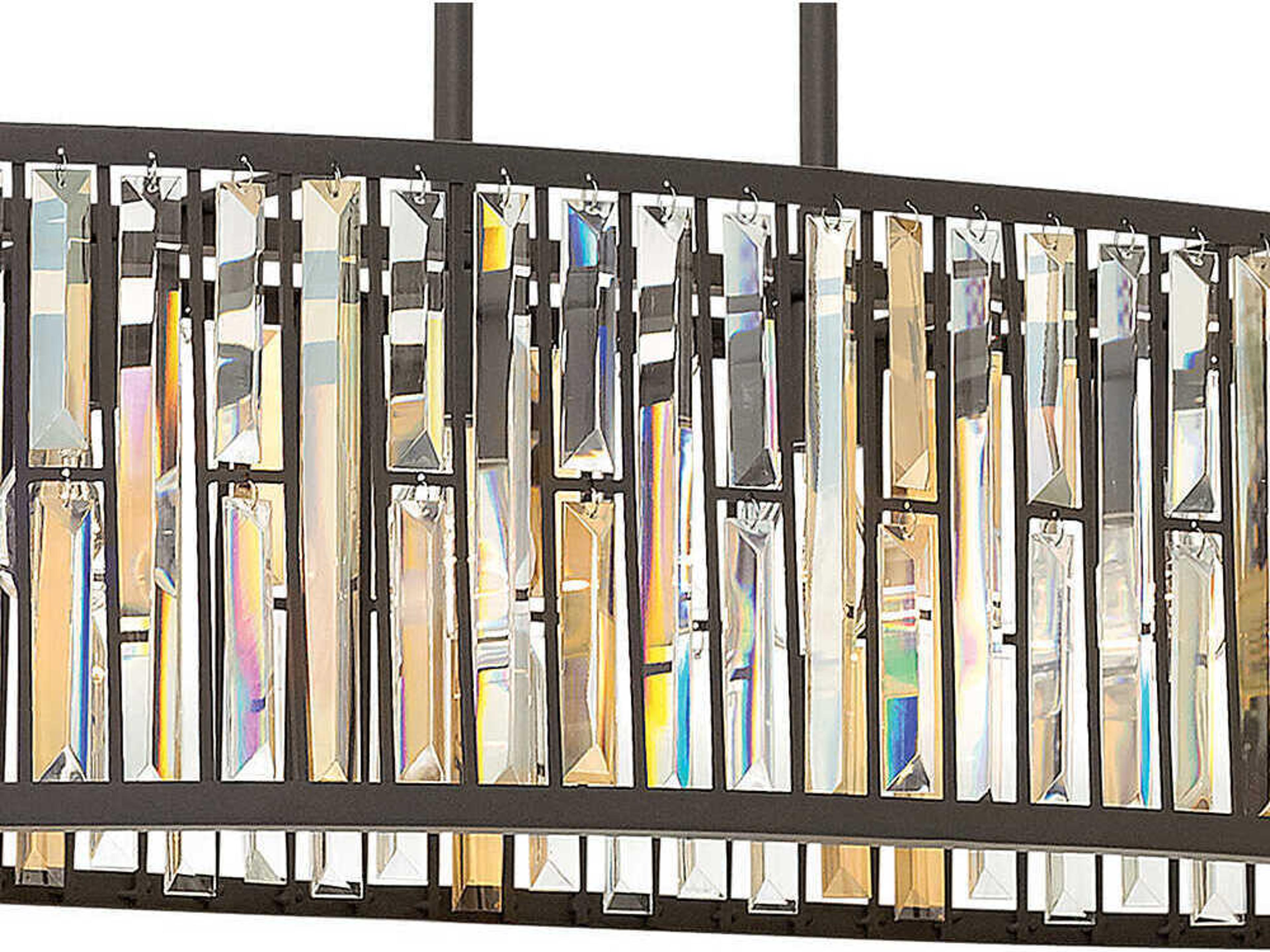 Fredrick Ramond Gemma 6-Light Vintage Bronze Crystal Linear Island Pendant