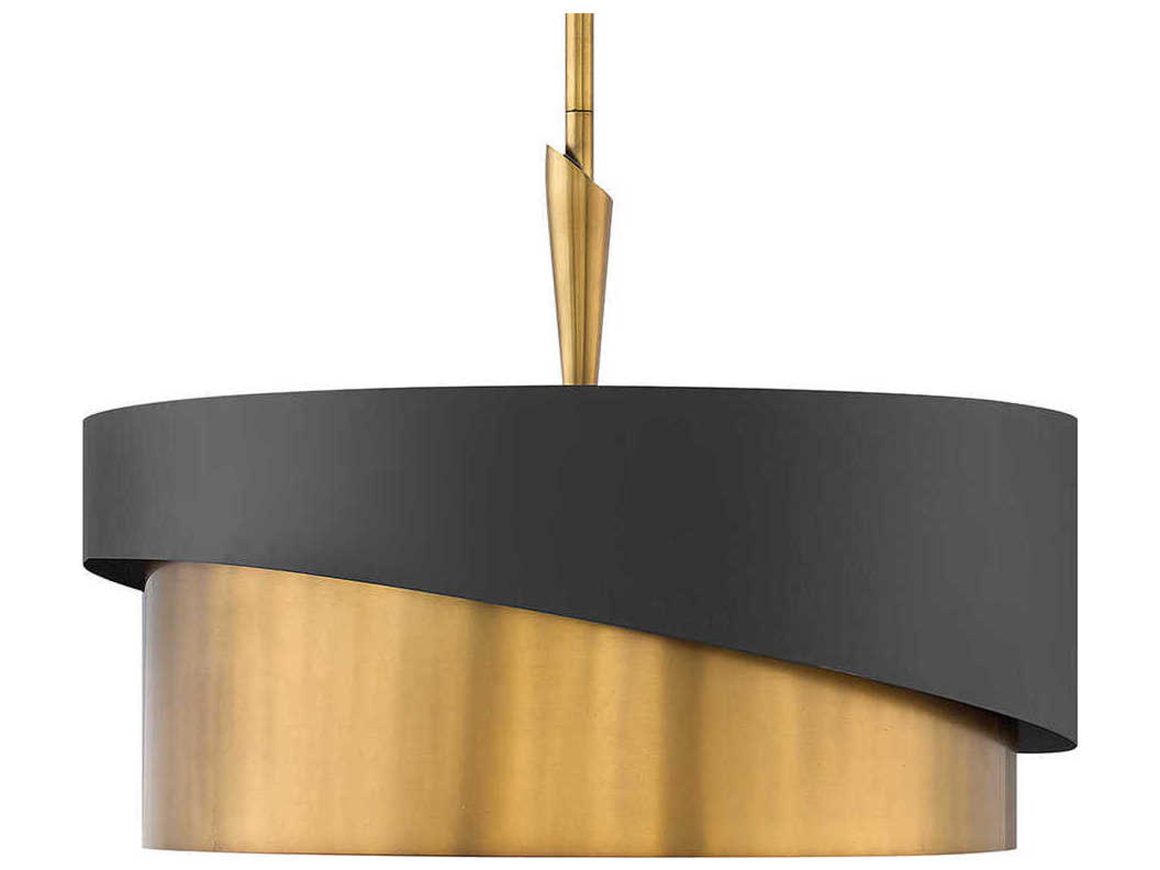 Fredrick Ramond Gigi 3-Light Heritage Brass Satin Black Drum Linear Pendant