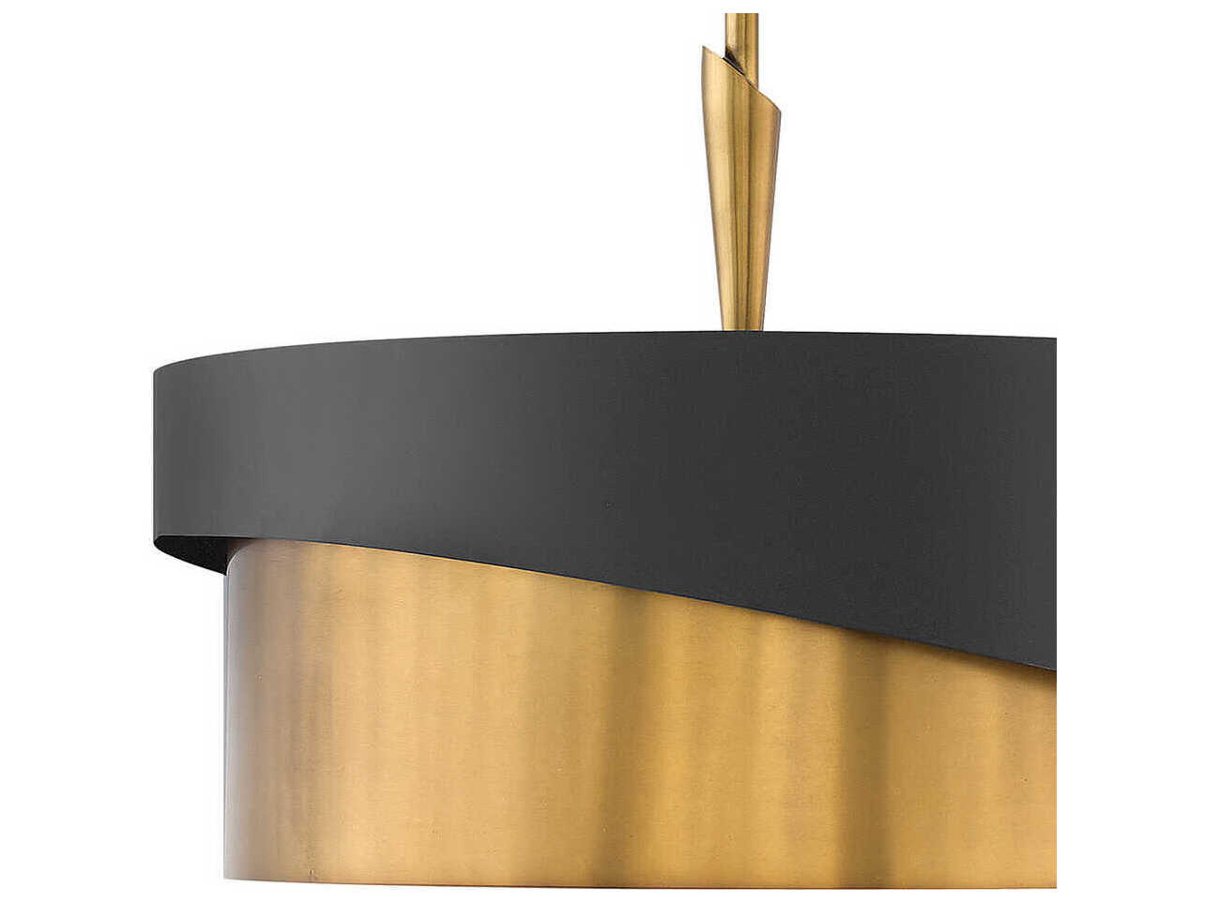 Fredrick Ramond Gigi 3-Light Heritage Brass Satin Black Drum Linear Pendant