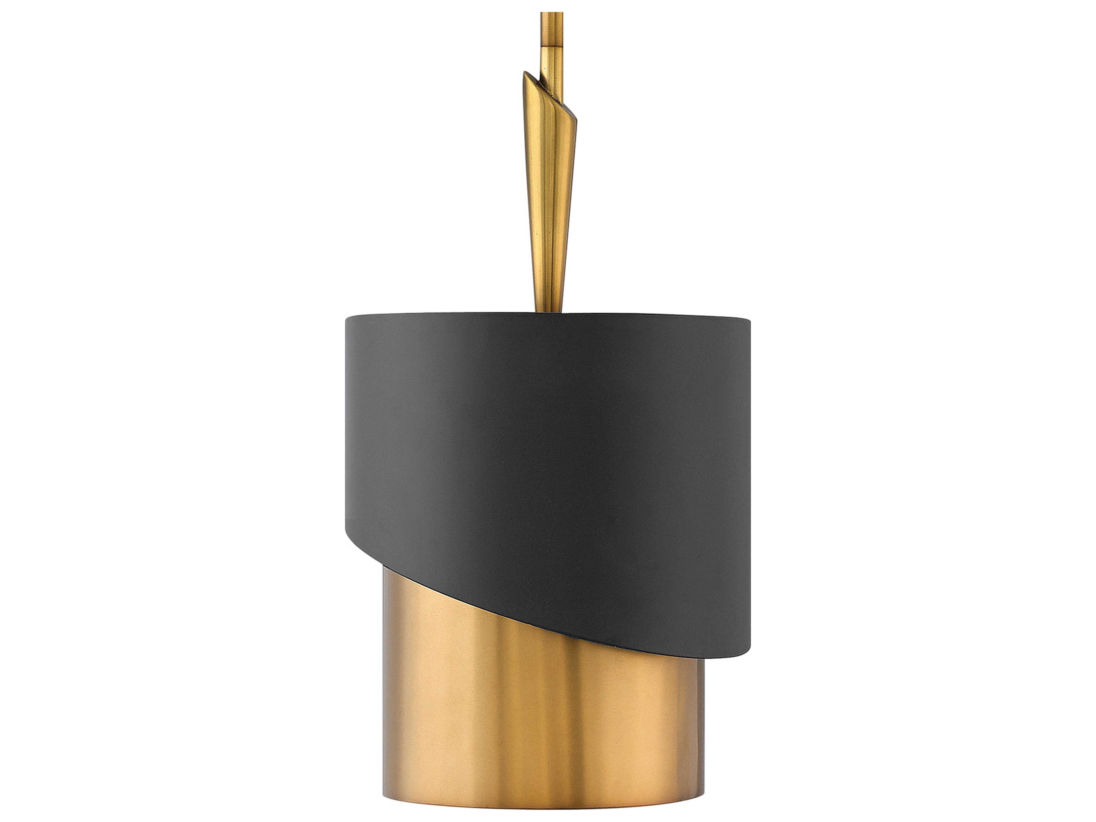 Fredrick Ramond Gigi 1-Light Heritage Brass Satin Black Drum Mini Pendant